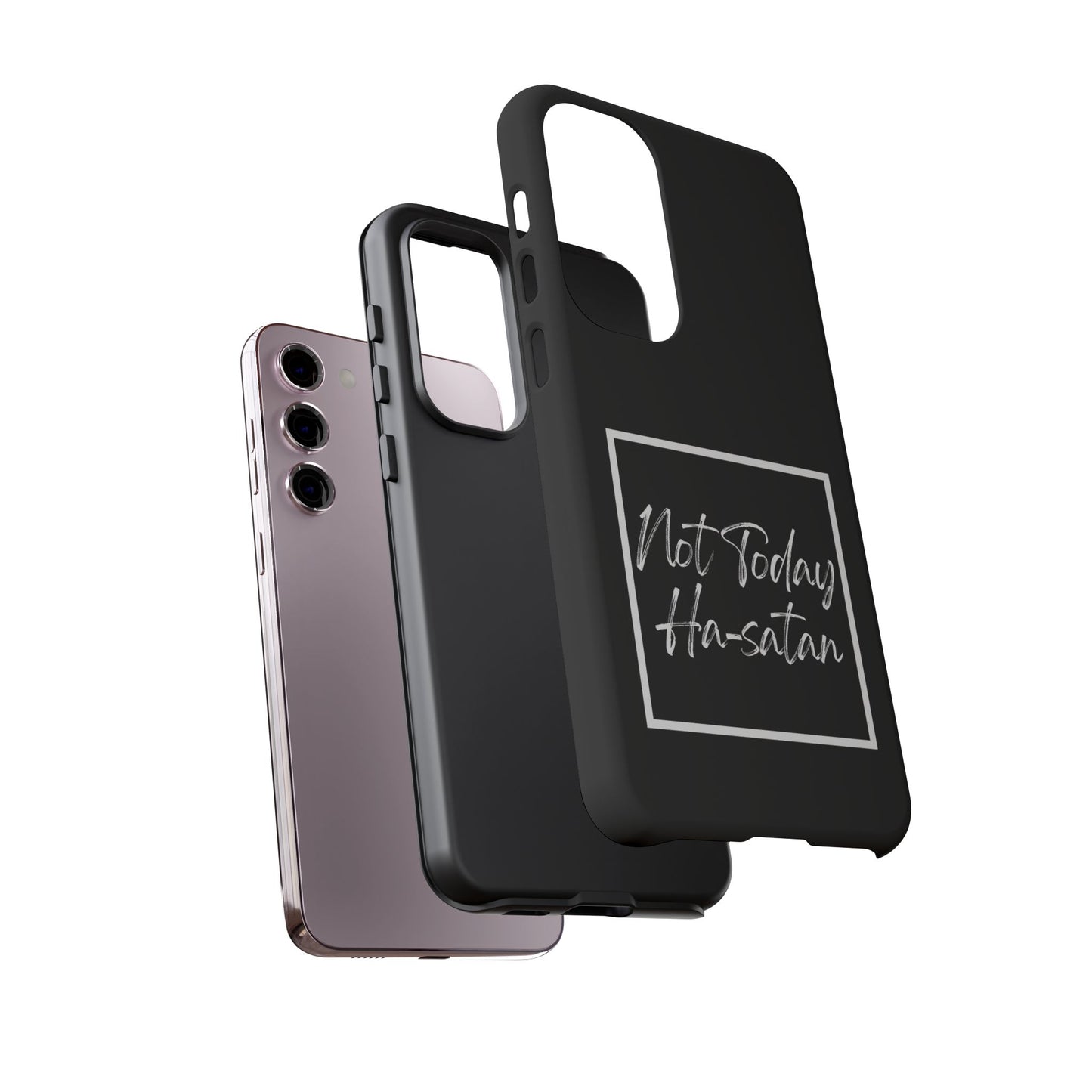 Phone Case- “Not Today Ha-satan” Black Tough Protective Cover Hebrew Humor