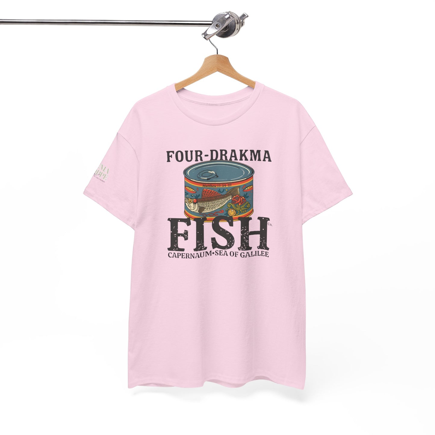 Vintage Four-Drachma Fish Co Matthew 17:24-27 Unisex Tee for Fishermen and Bible Enthusiasts