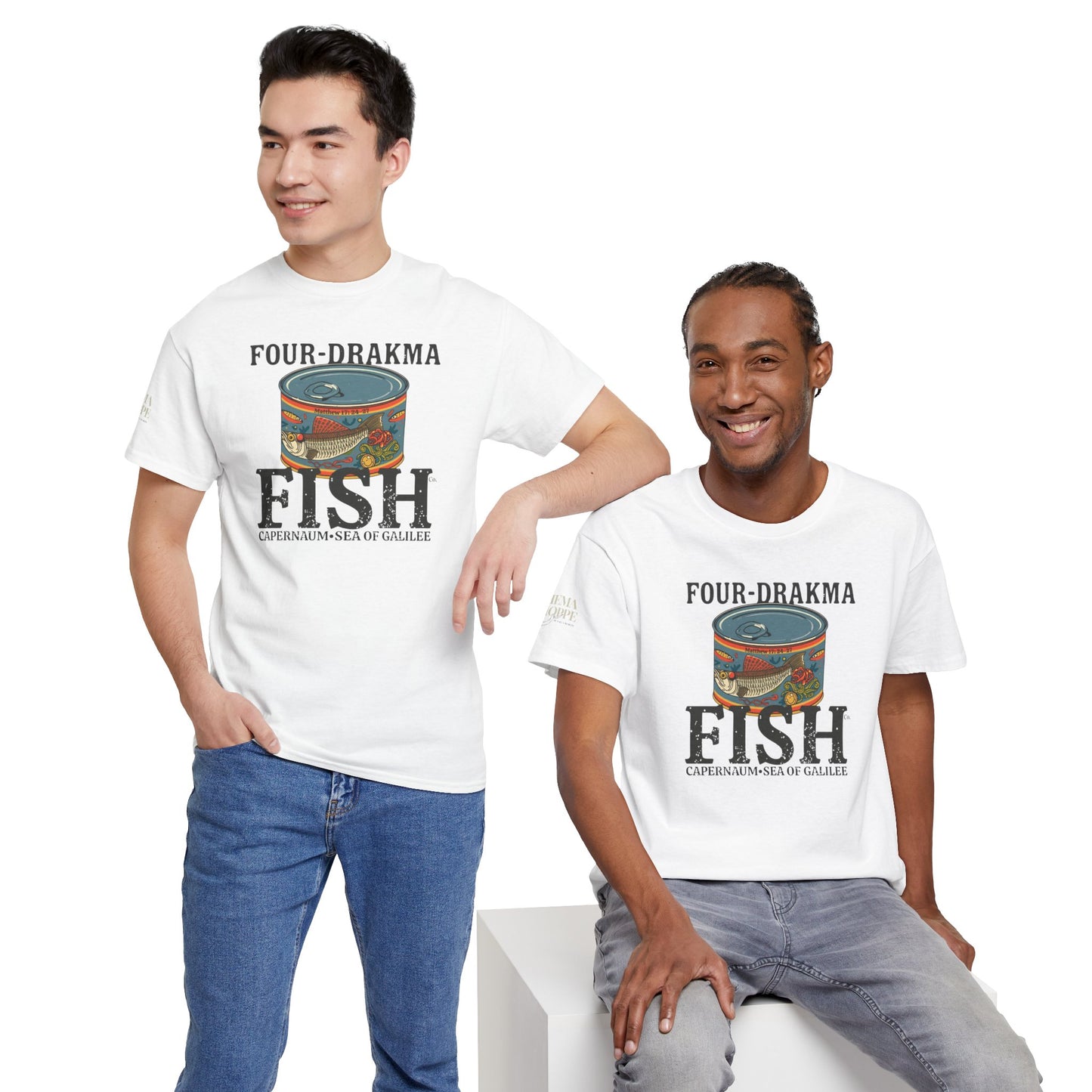 Vintage Four-Drachma Fish Co Matthew 17:24-27 Unisex Tee for Fishermen and Bible Enthusiasts