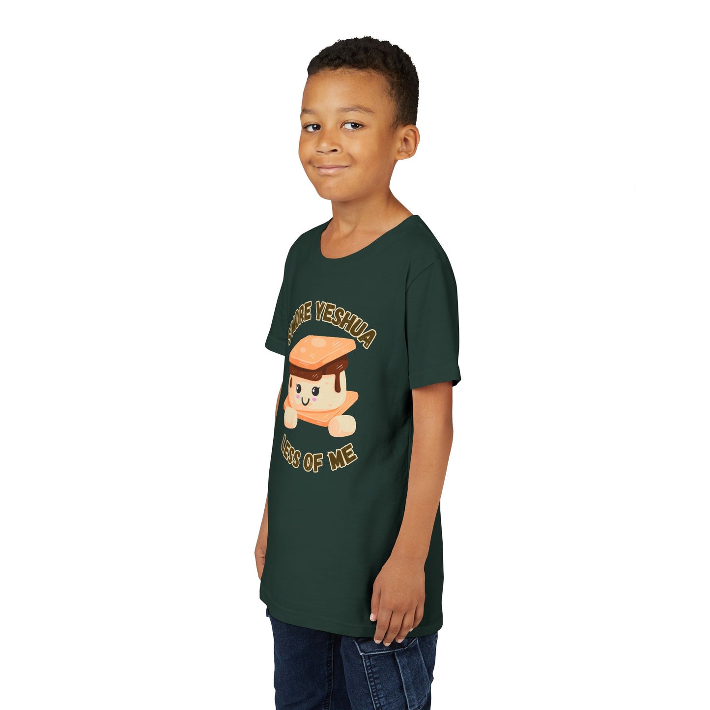 Youth T-Shirt - More Yeshua, Less of Me Shirt Cute S'mores for Sukkot