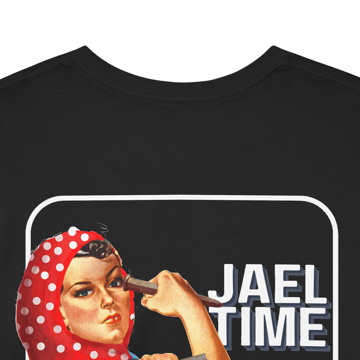 'Jael Time' Humorous Bible Story T-Shirt with Tent Peg and Hammer Design Cotton Tee