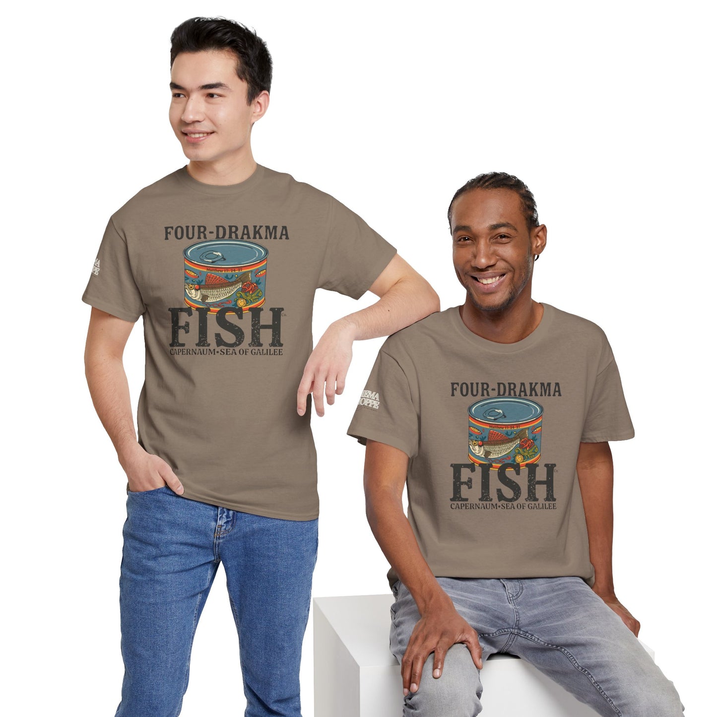 Vintage Four-Drachma Fish Co Matthew 17:24-27 Unisex Tee for Fishermen and Bible Enthusiasts