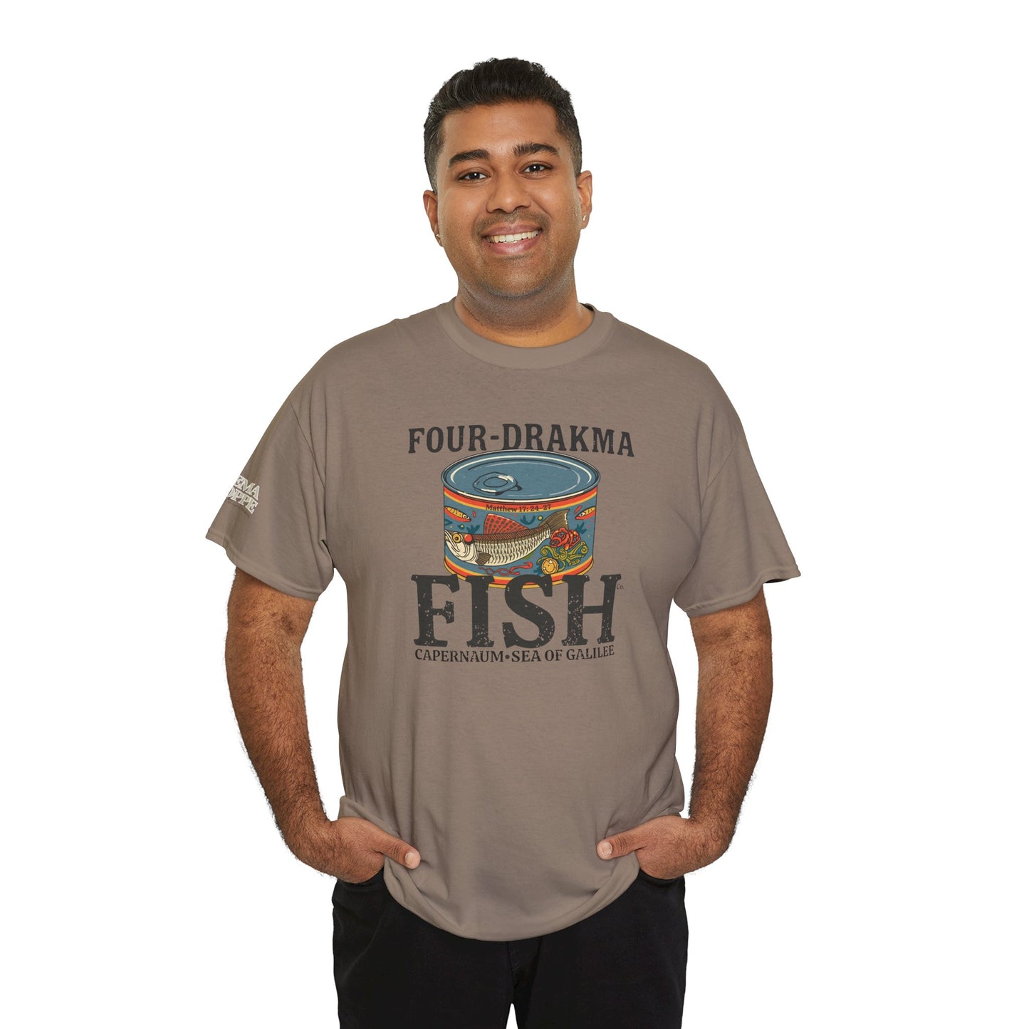 Vintage Four-Drachma Fish Co Matthew 17:24-27 Unisex Tee for Fishermen and Bible Enthusiasts