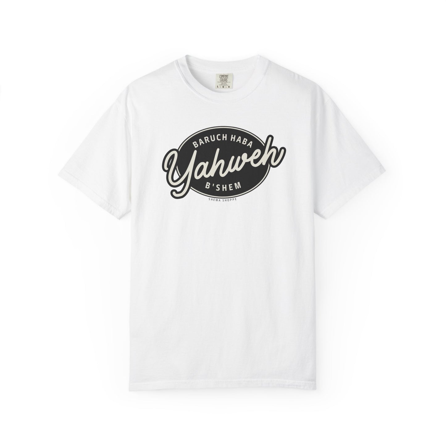 Cotton Tee Baruch Haba B'Shem Yahweh Unisex Garment-Dyed T-shirt
