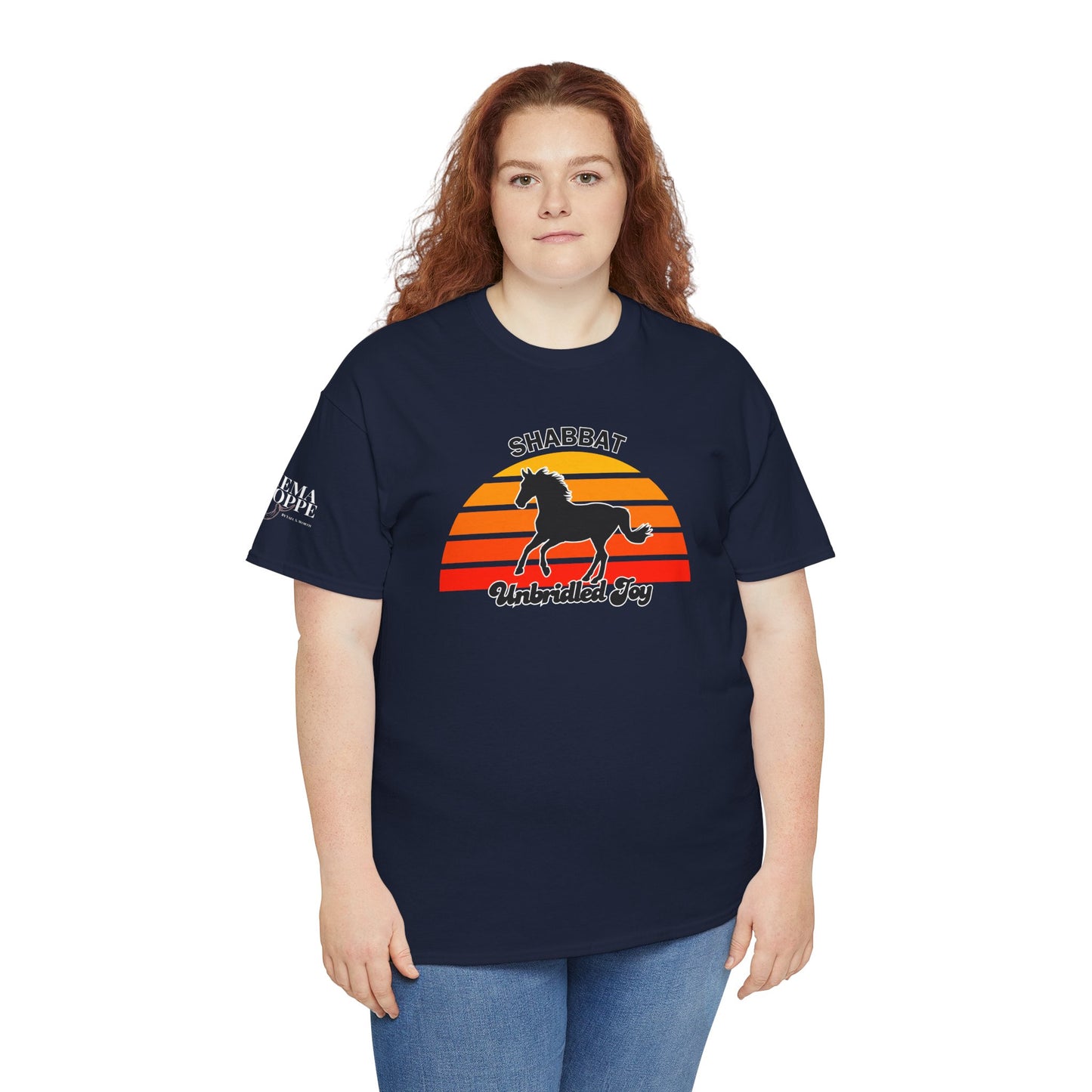 Shabbat Unbridled Joy Tee — Retro Horse Sabbath Sunset T‑Shirt