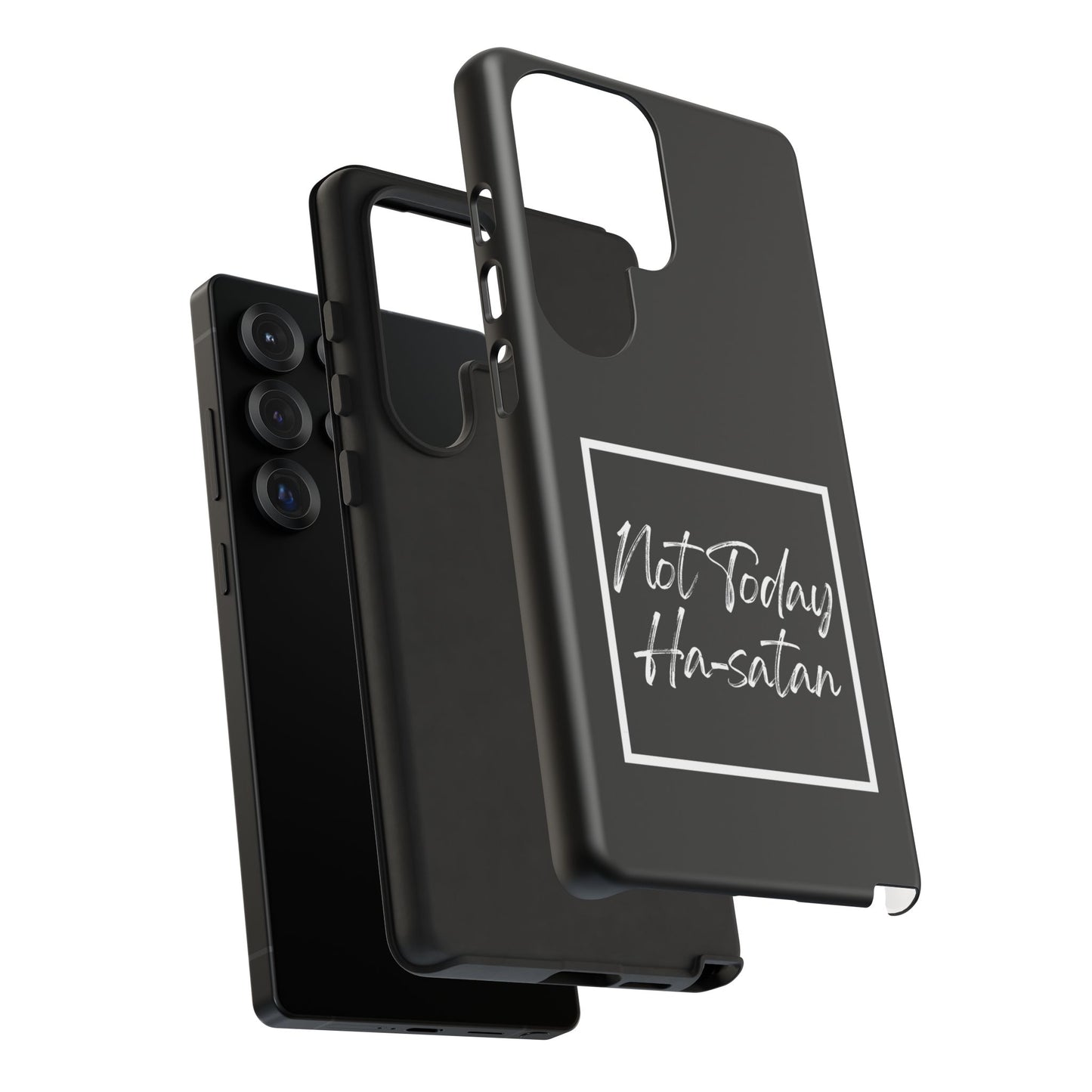 Phone Case- “Not Today Ha-satan” Black Tough Protective Cover Hebrew Humor