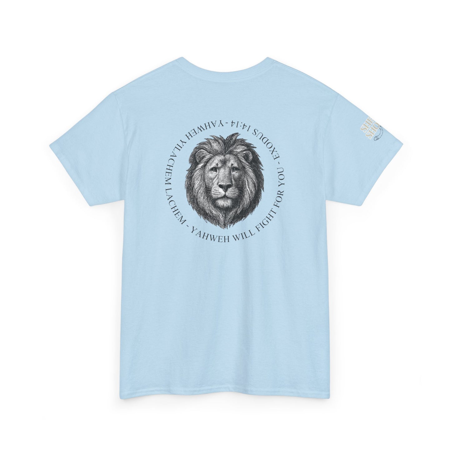 Hebrew Lion Tee — "Yahweh Yilachem Lachem" Inspirational Scripture Shirt Exodus 14:14