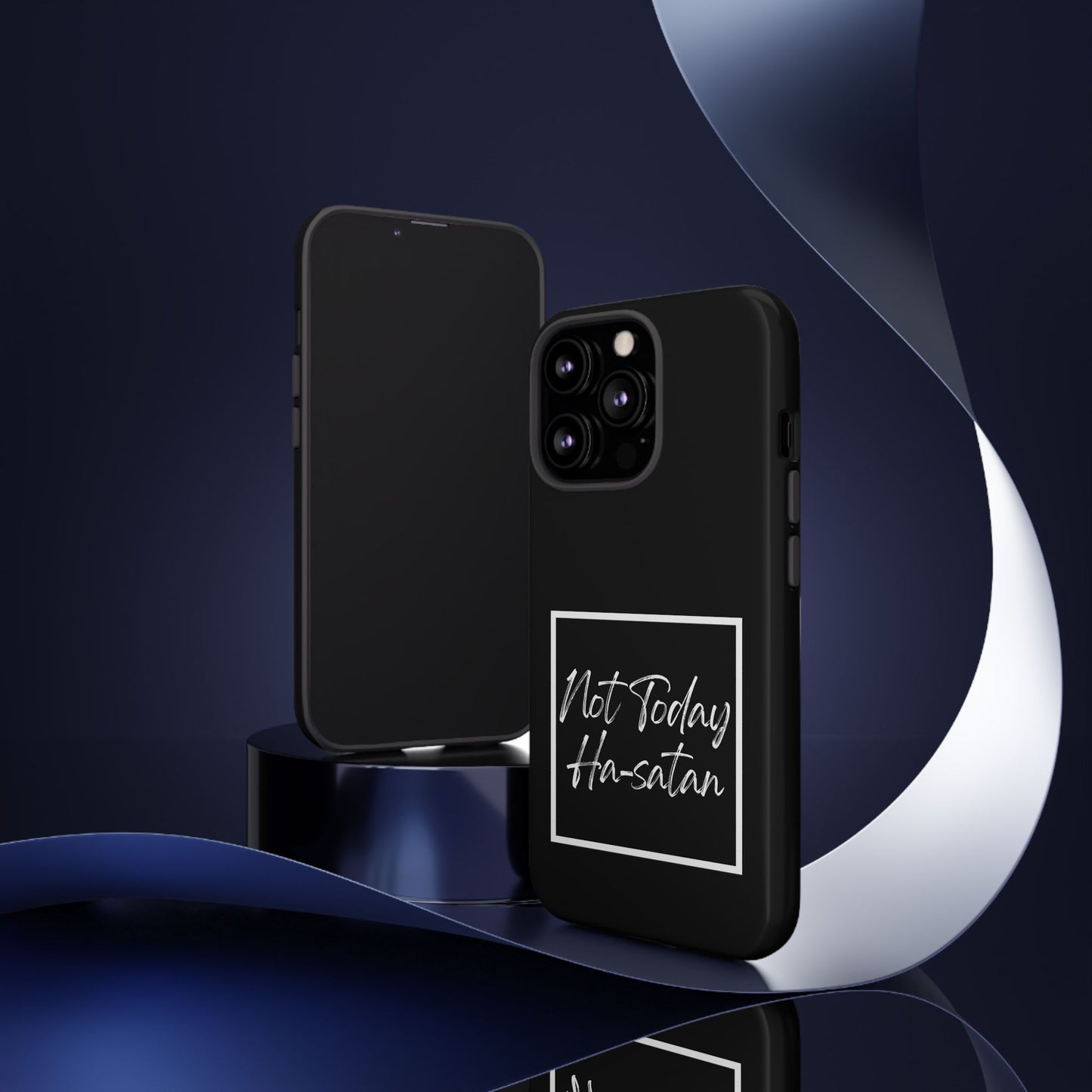 Phone Case- “Not Today Ha-satan” Black Tough Protective Cover Hebrew Humor