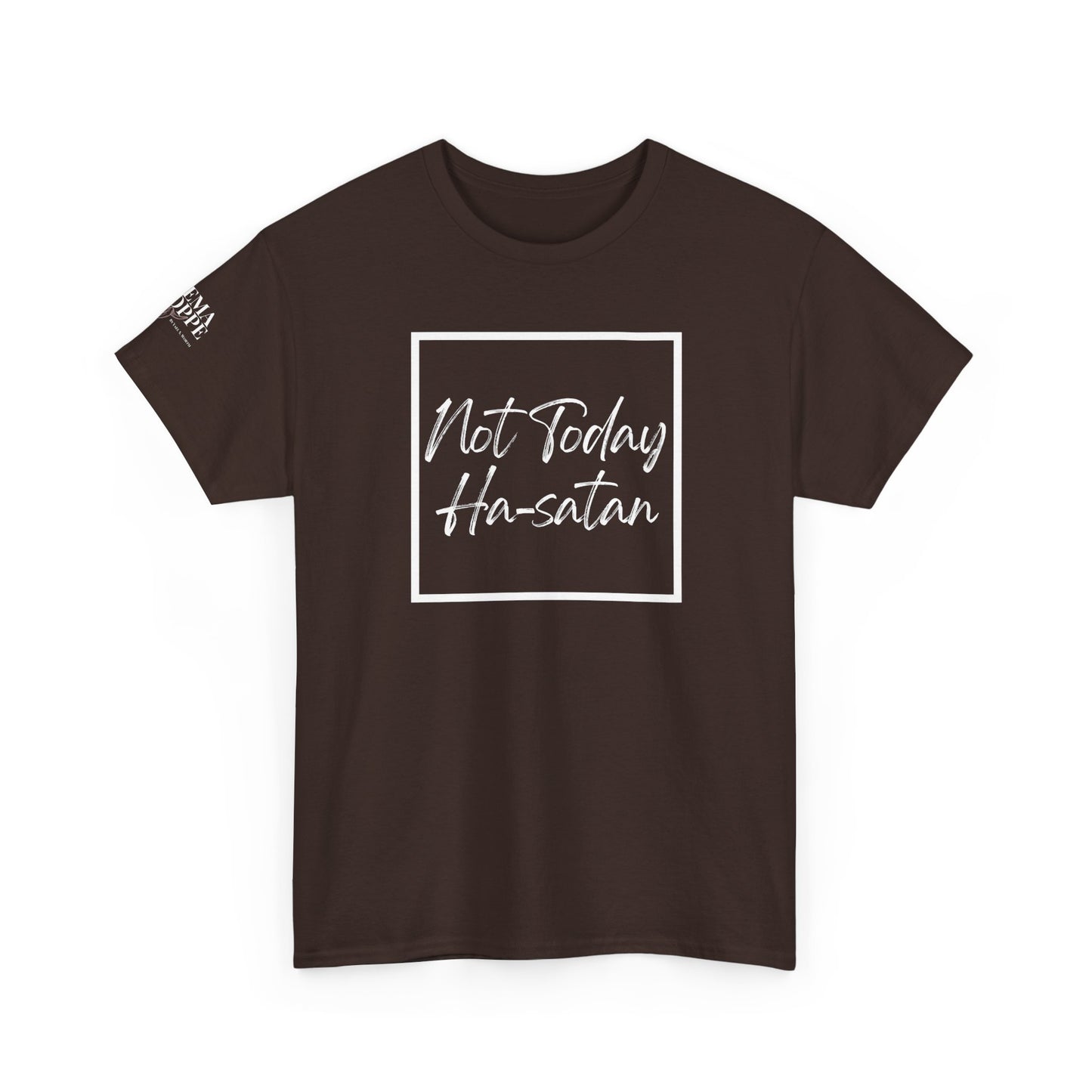 "Not Today Ha-satan" Cotton Tee Minimal Script Graphic Tee