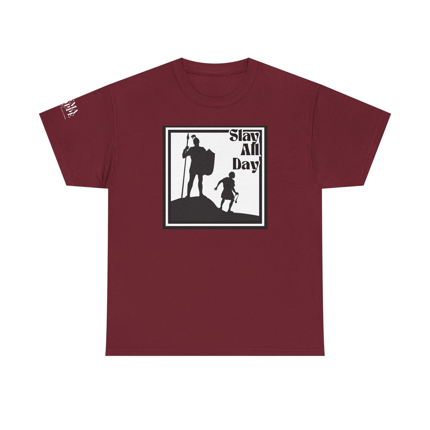 Slay All Day David and Goliath Unisex Heavy Cotton T-Shirt Biblical Humor Tee