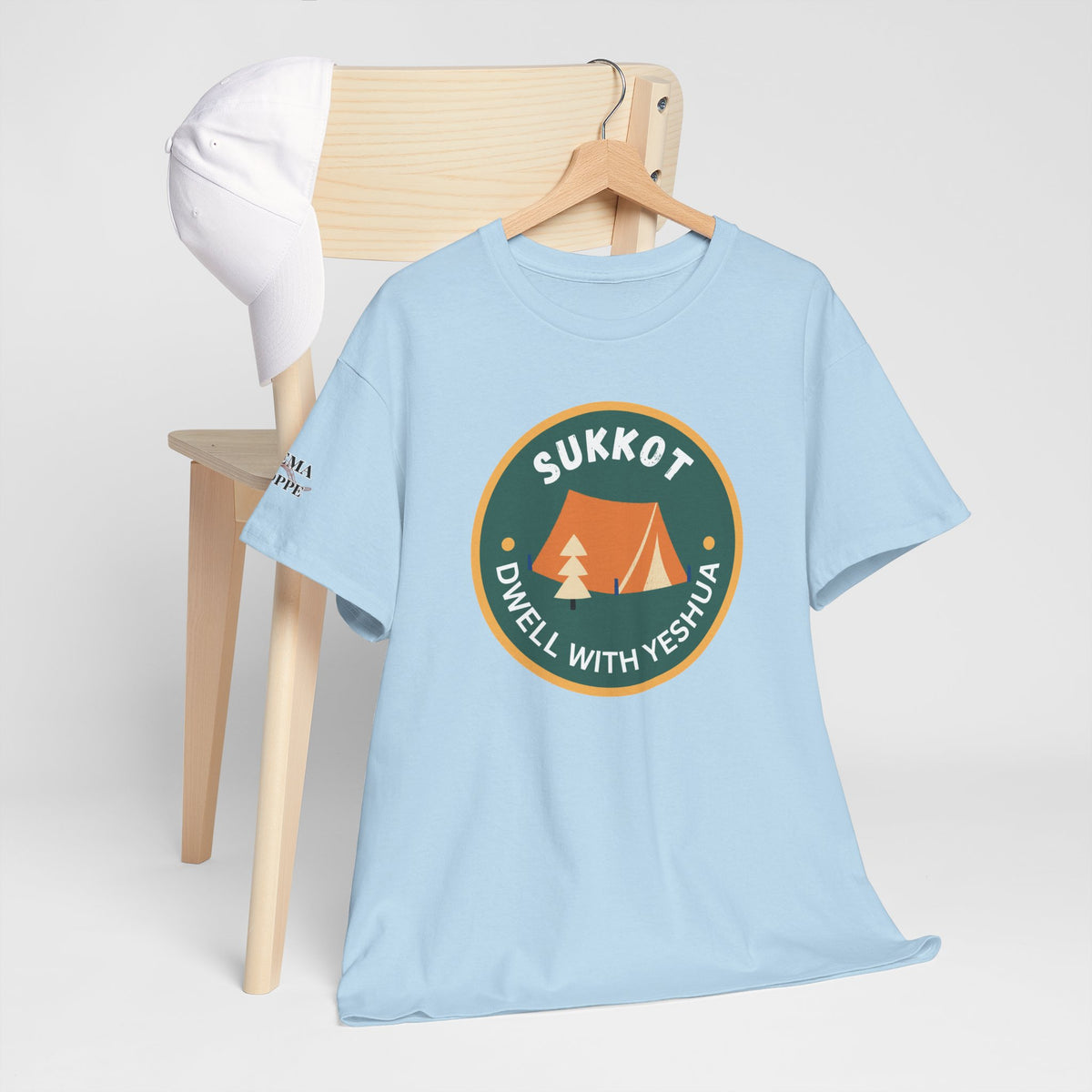 Sukkot Camping Tee — “Dwell With Yeshua” Biblical Feast T‑Shirt