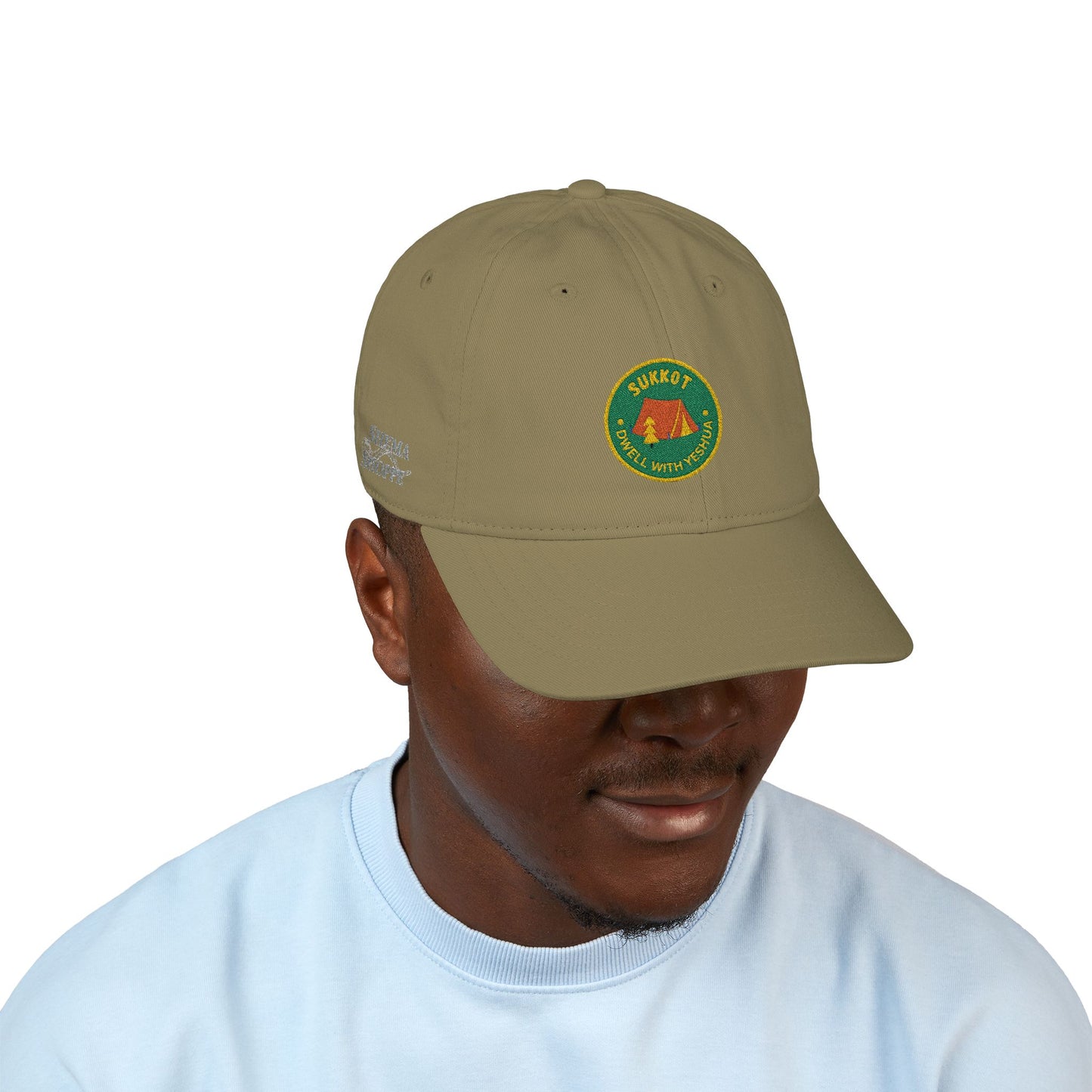 Organic Embroidered Sukkot With Yeshua Baseball Cap — Green Tent Patch