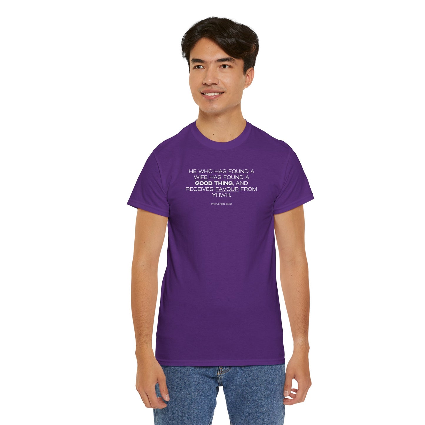 Proverbs 18:22 Men's Tee - Engagements, Weddings, Anniversaries- For The Coordinated Couple 100% Cotton