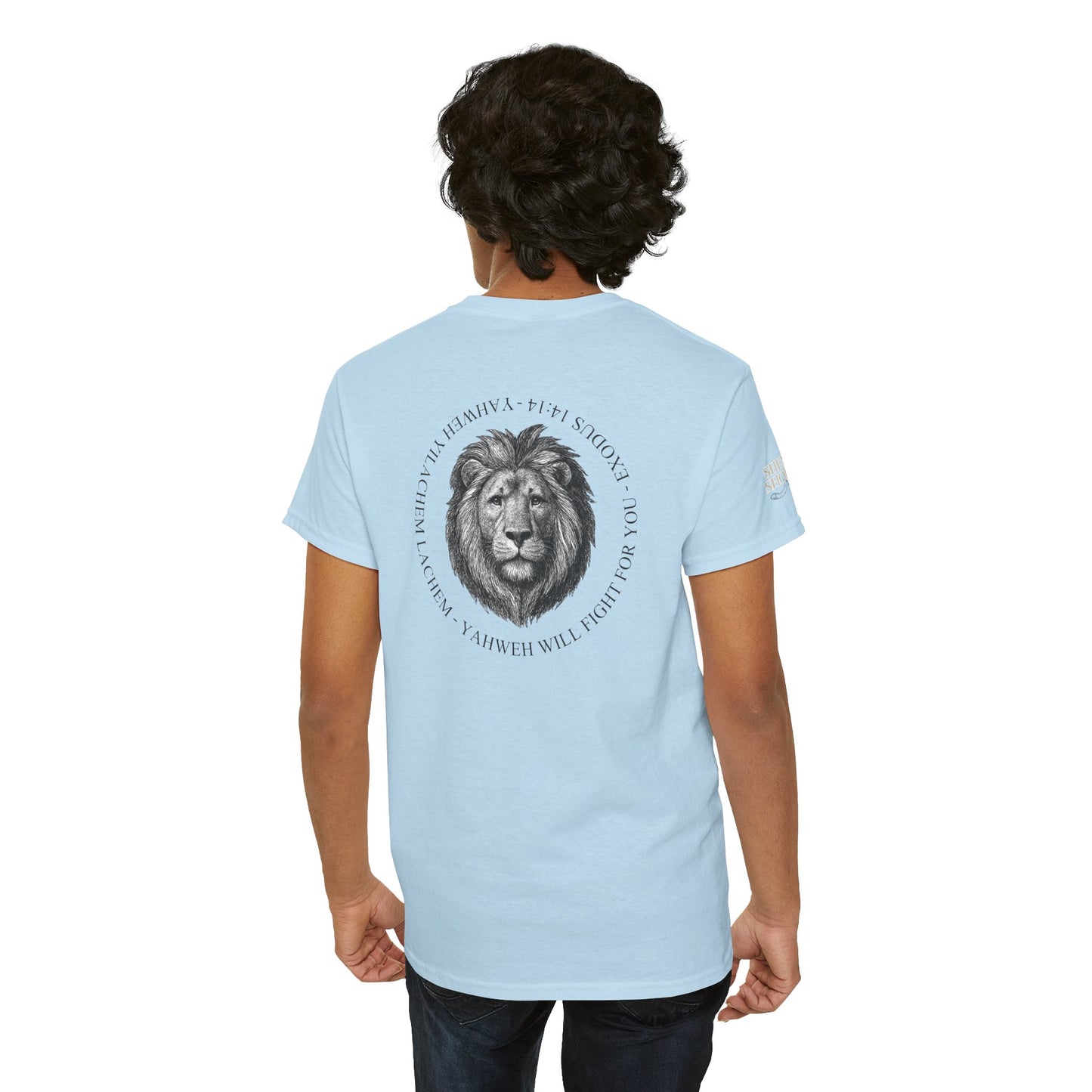 Hebrew Lion Tee — "Yahweh Yilachem Lachem" Inspirational Scripture Shirt Exodus 14:14