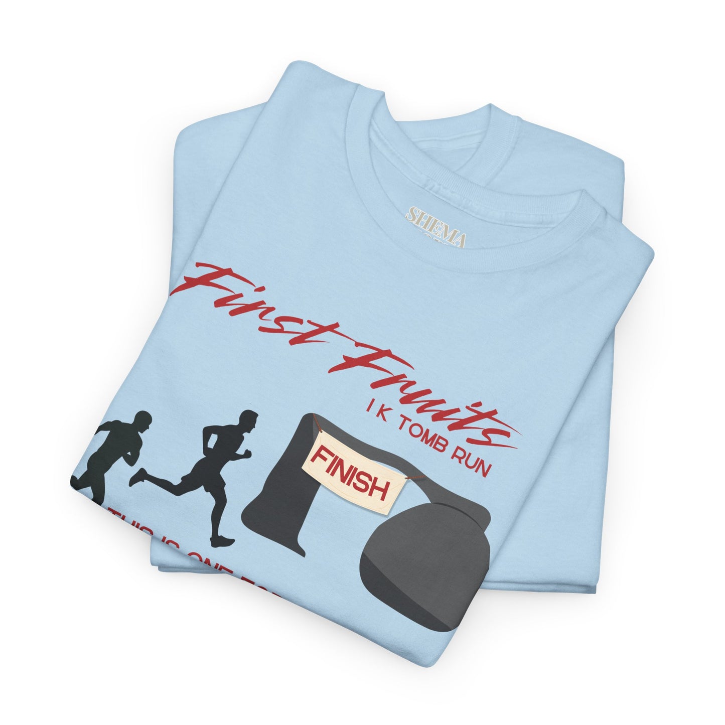 First Fruits 1k Tomb Run Unisex Tee - Funny Biblical Design