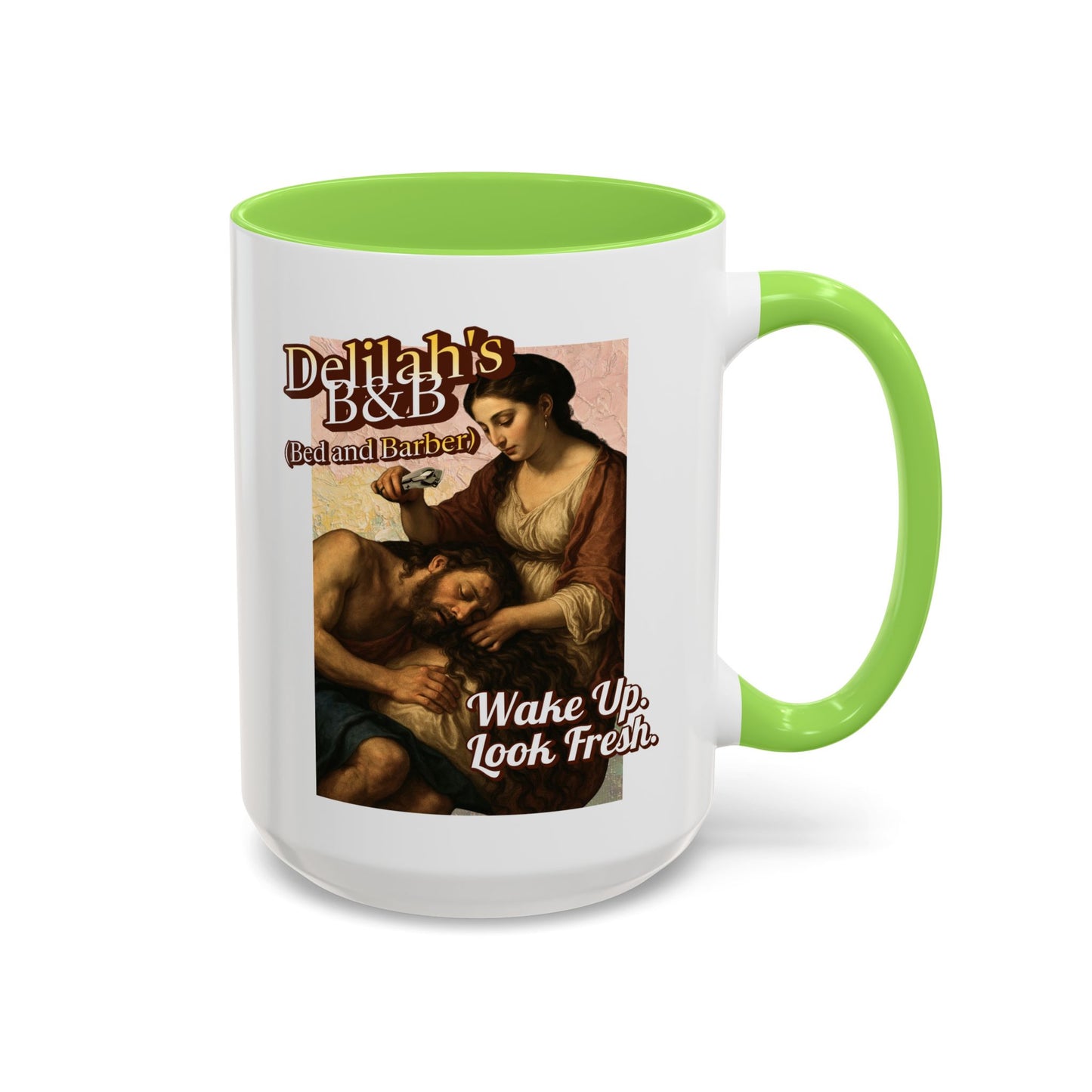 Funny Vintage Sampson Delilah's B&B Coffee Mug Bible Humor