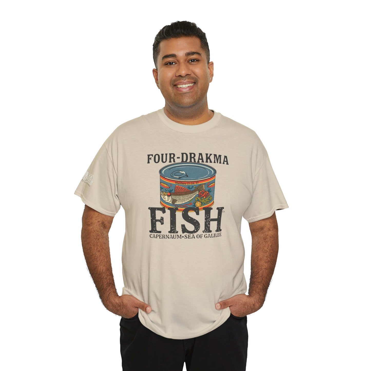Vintage Four-Drachma Fish Co Matthew 17:24-27 Unisex Tee for Fishermen and Bible Enthusiasts