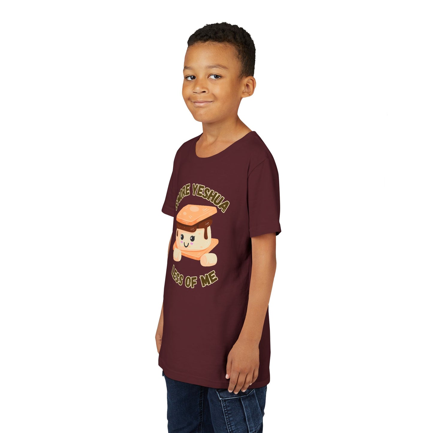 Youth T-Shirt - More Yeshua, Less of Me Shirt Cute S'mores for Sukkot