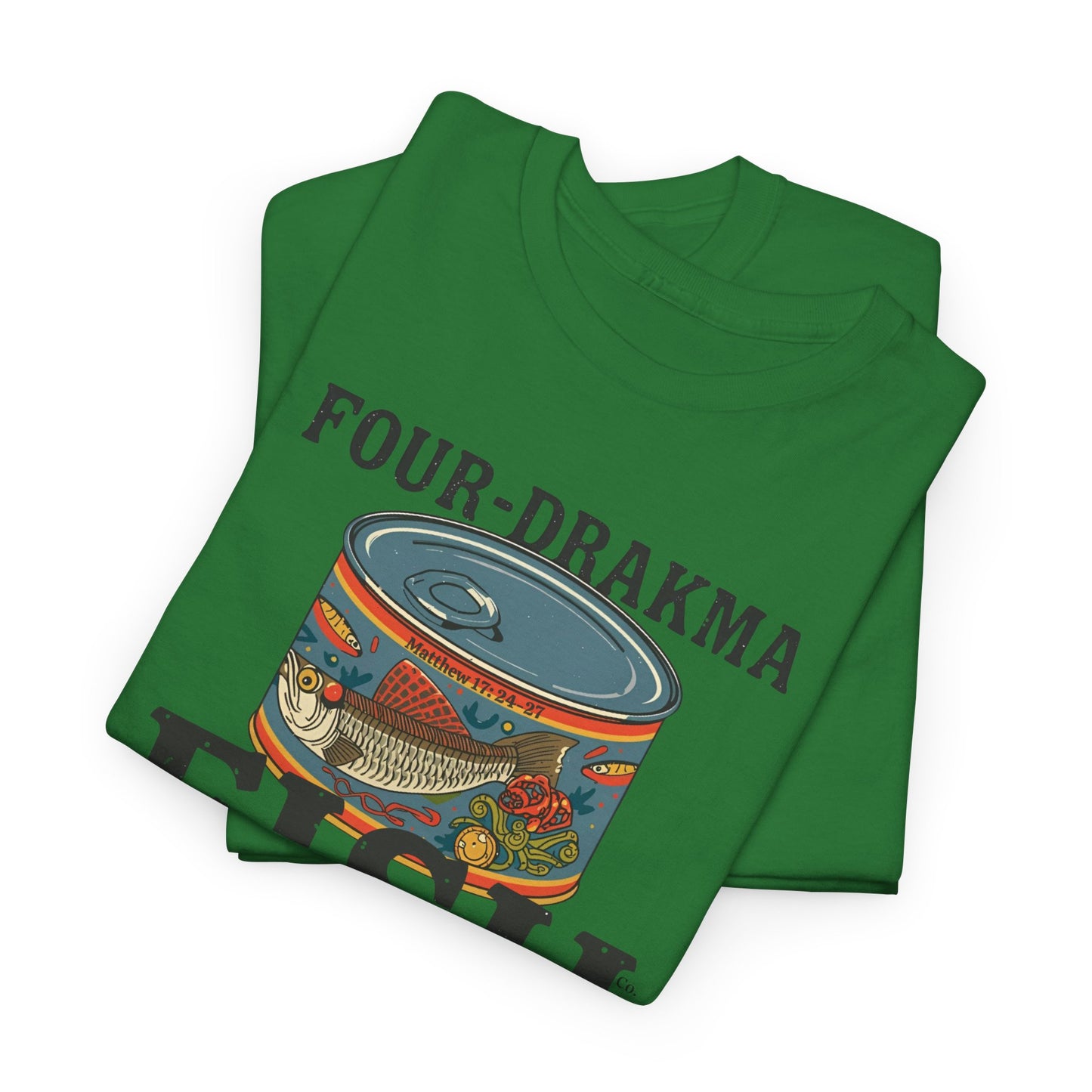 Vintage Four-Drachma Fish Co Matthew 17:24-27 Unisex Tee for Fishermen and Bible Enthusiasts