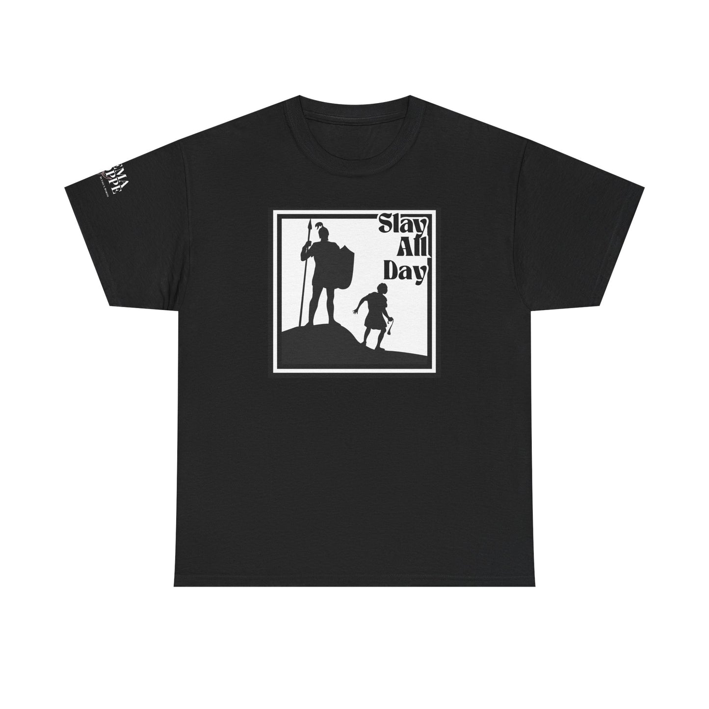 Slay All Day David and Goliath Unisex Heavy Cotton T-Shirt Biblical Humor Tee