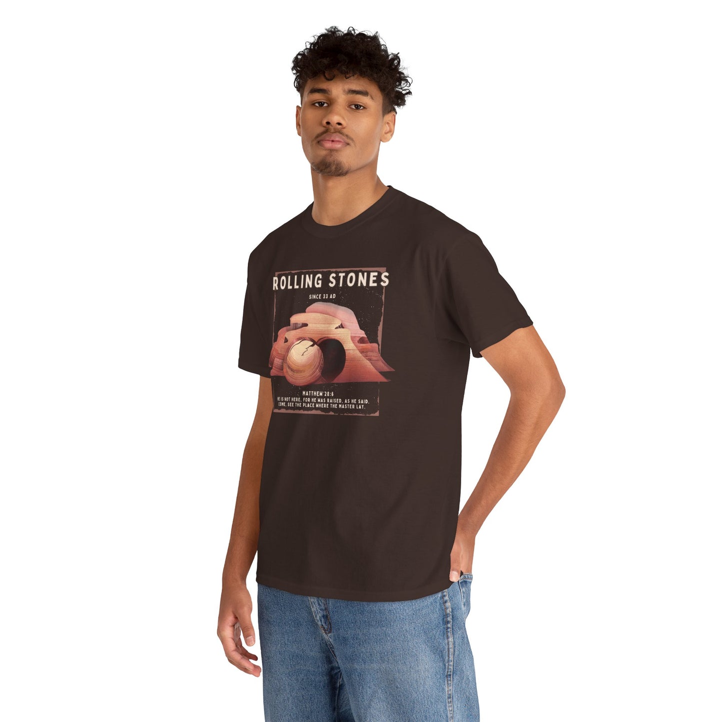 Rolling Stones Since 33 AD Biblical Graphic Tee — "Hebrew Hahas" Vintage Faith Shirt