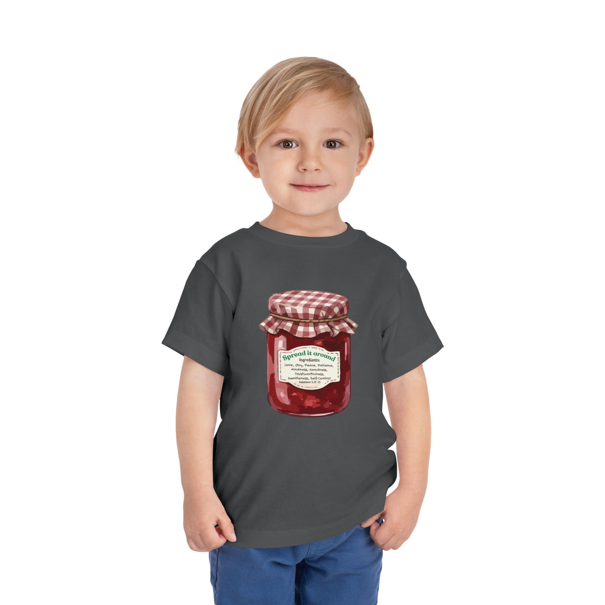 Fruit Of The Spirit "Spread it around" Jam Jar Toddler Tee — Cute Fruit Preserves Graphic Shirt For Bible Kids