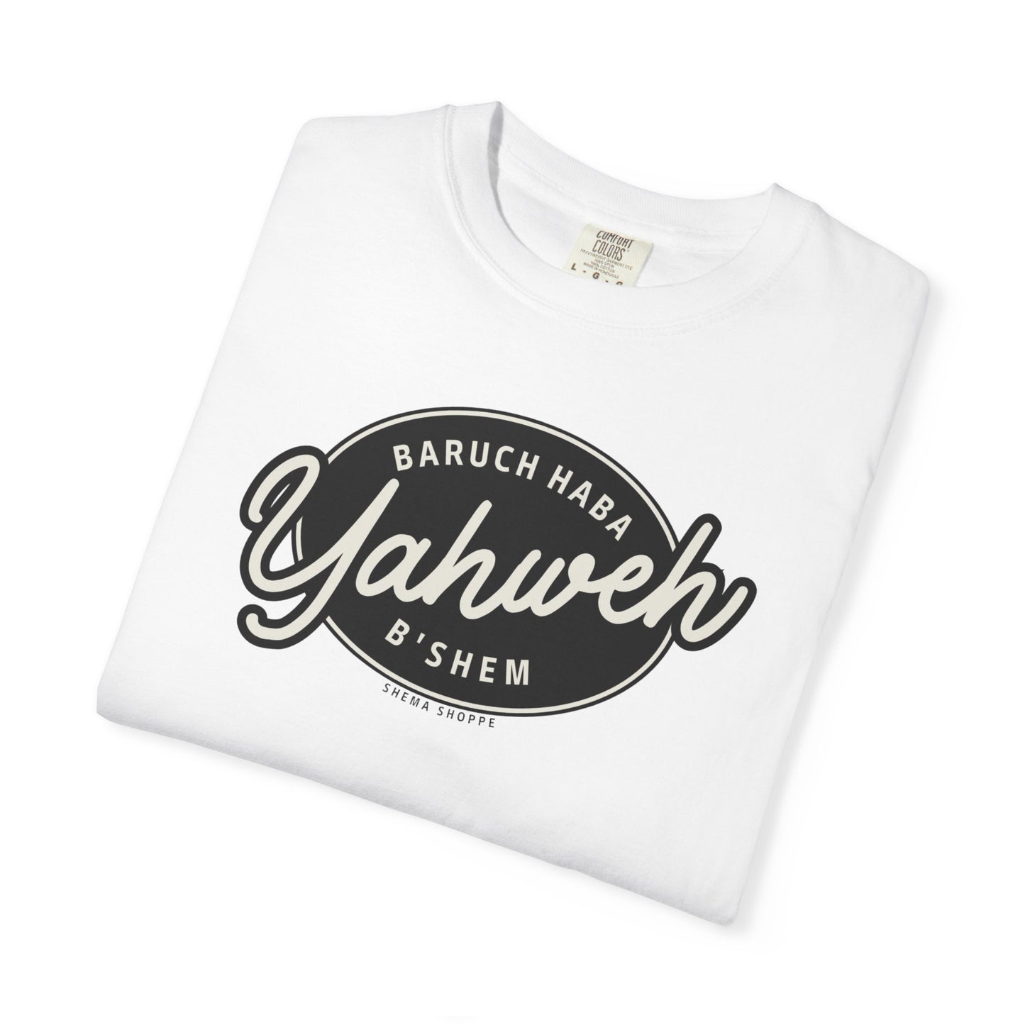 Cotton Tee Baruch Haba B'Shem Yahweh Unisex Garment-Dyed T-shirt