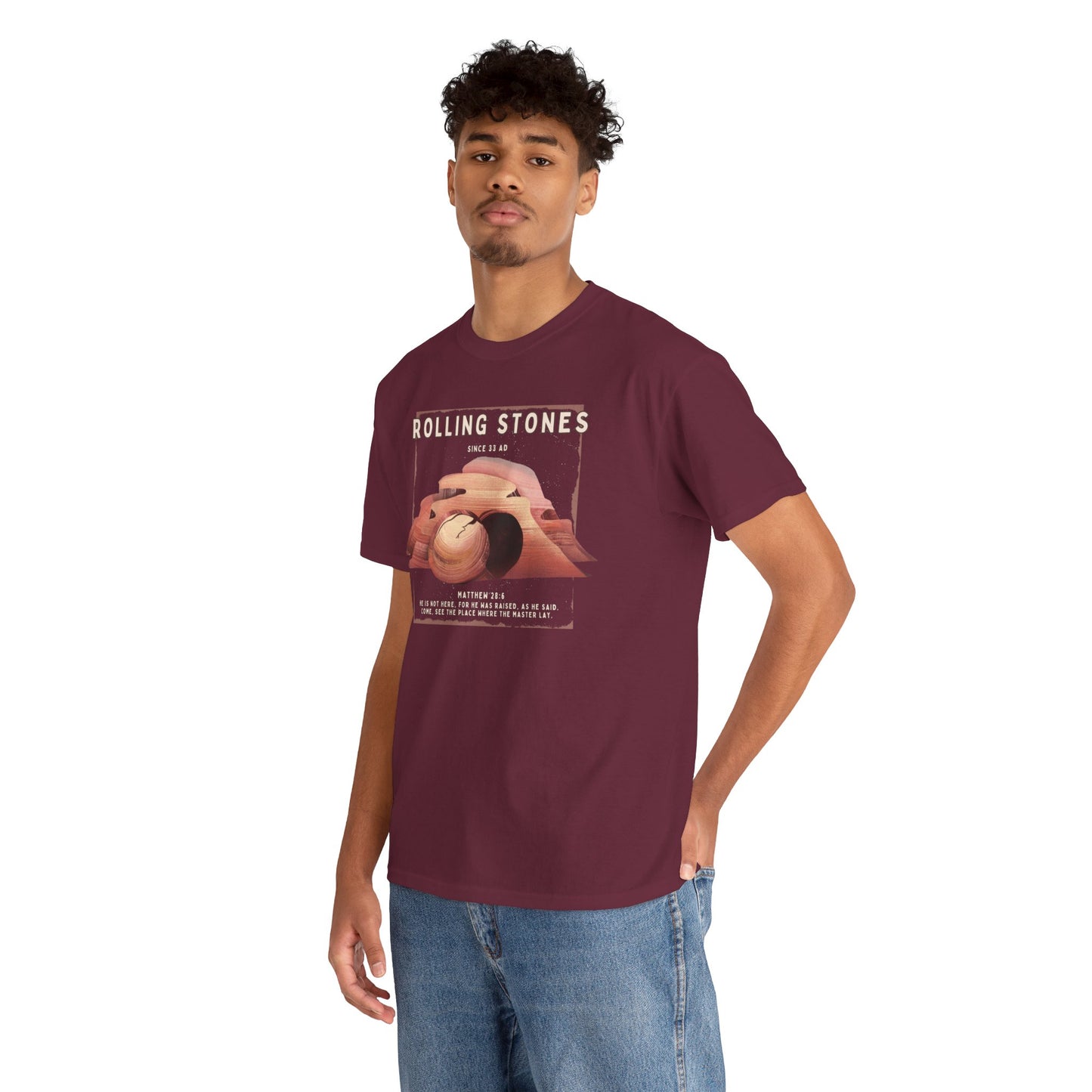 Rolling Stones Since 33 AD Biblical Graphic Tee — "Hebrew Hahas" Vintage Faith Shirt