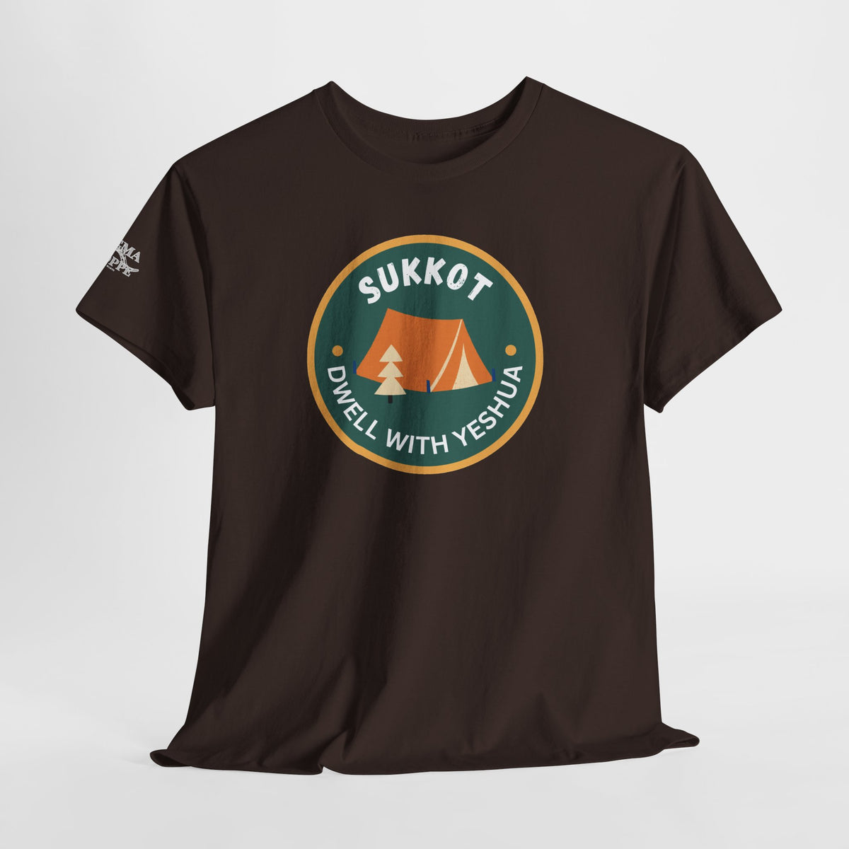 Sukkot Camping Tee — “Dwell With Yeshua” Biblical Feast T‑Shirt