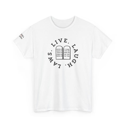 Live Laugh Laws T‑Shirt — Legal Humor Tee with Open Book Graphic
