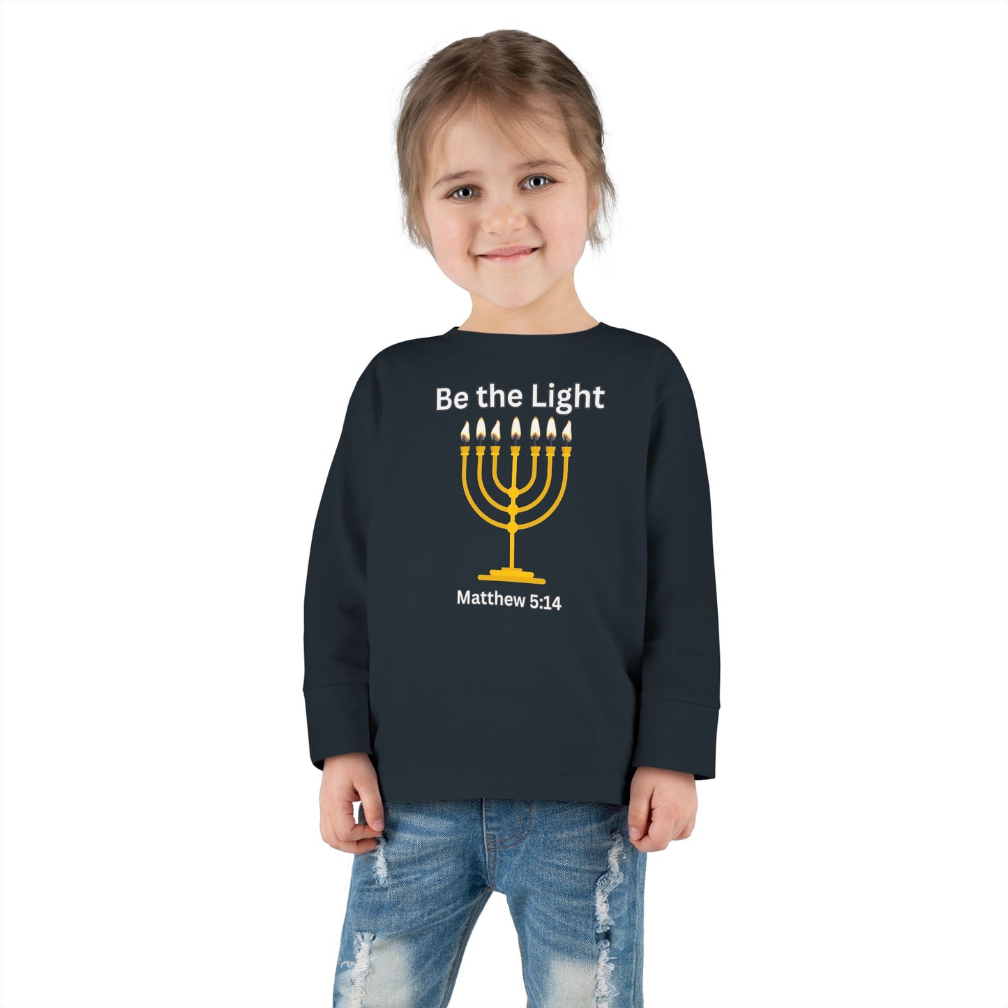 Be the Light Menorah Toddler Long Sleeve Tee