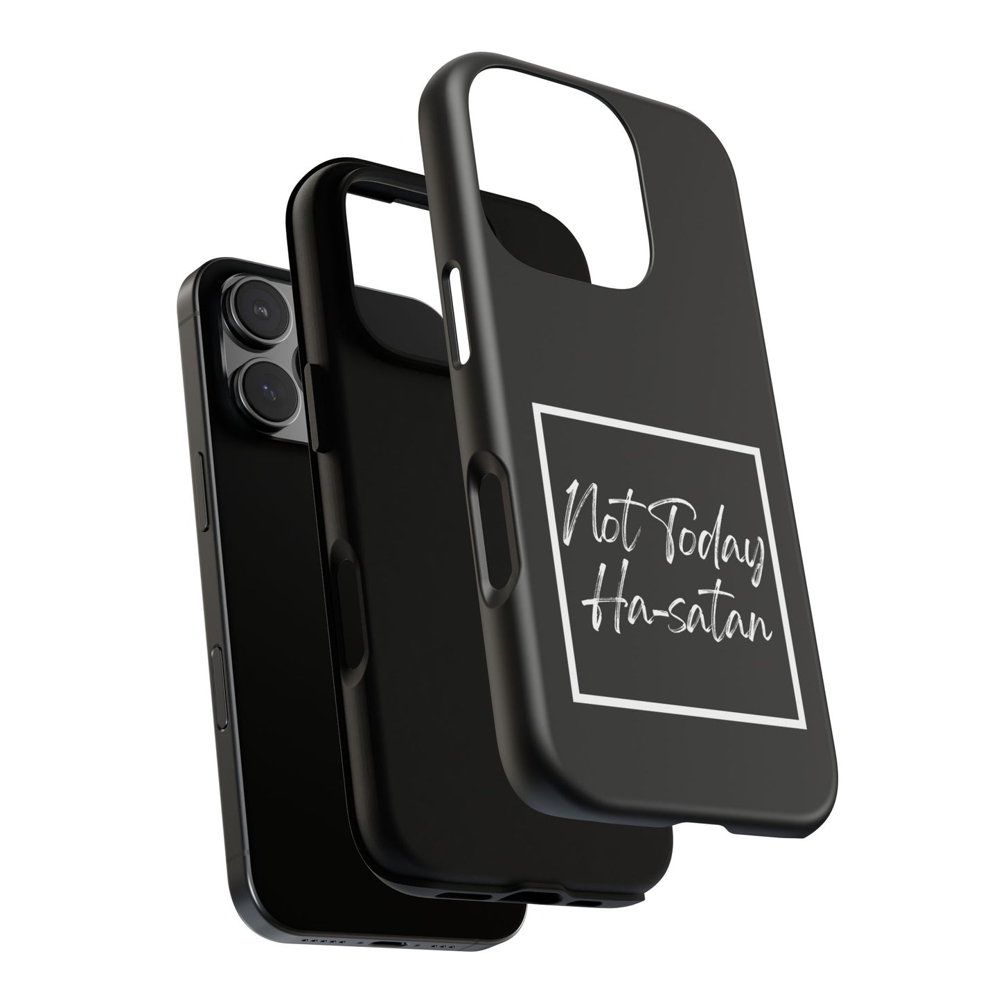 Phone Case- “Not Today Ha-satan” Black Tough Protective Cover Hebrew Humor
