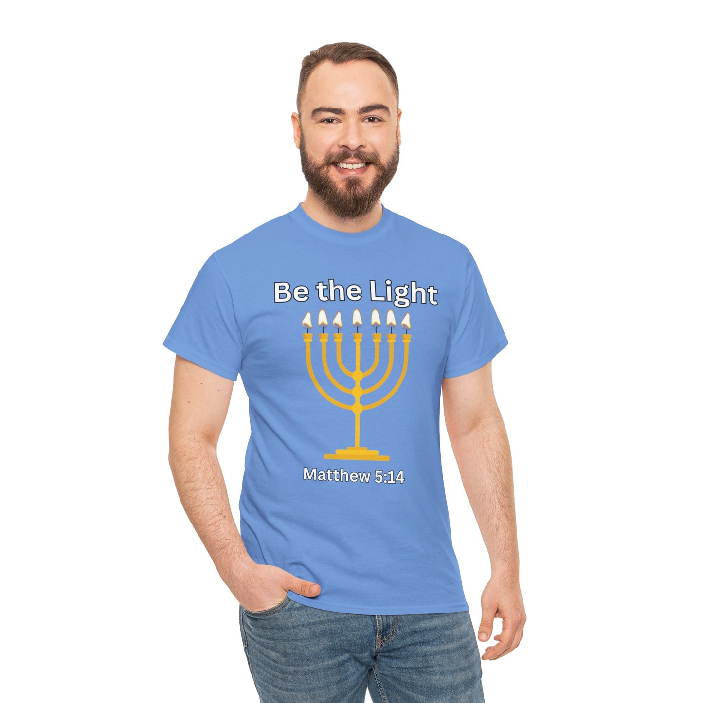 Be the Light Menorah: Unisex Heavy Cotton Tee Matthew 5:14