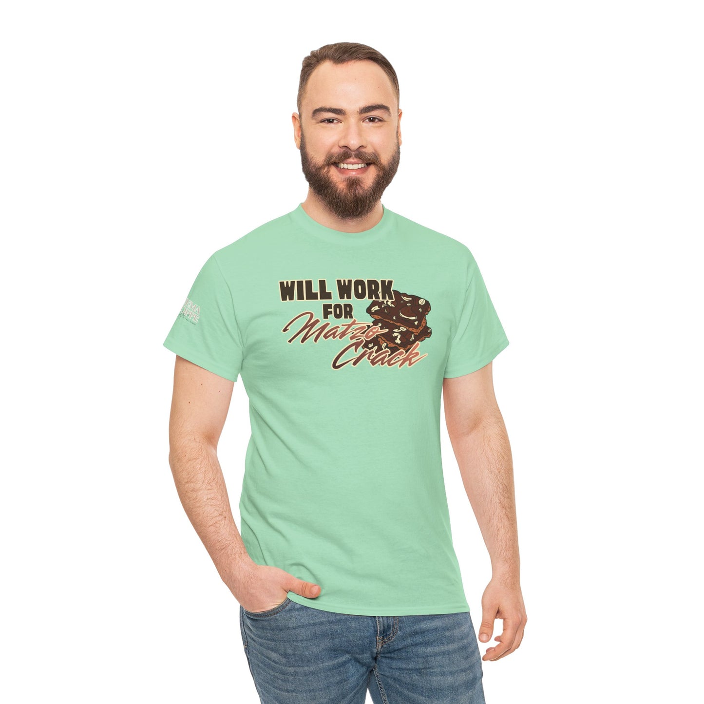Will Work for Matzo Crack Funny Passover Unleavened Bread T‑Shirt