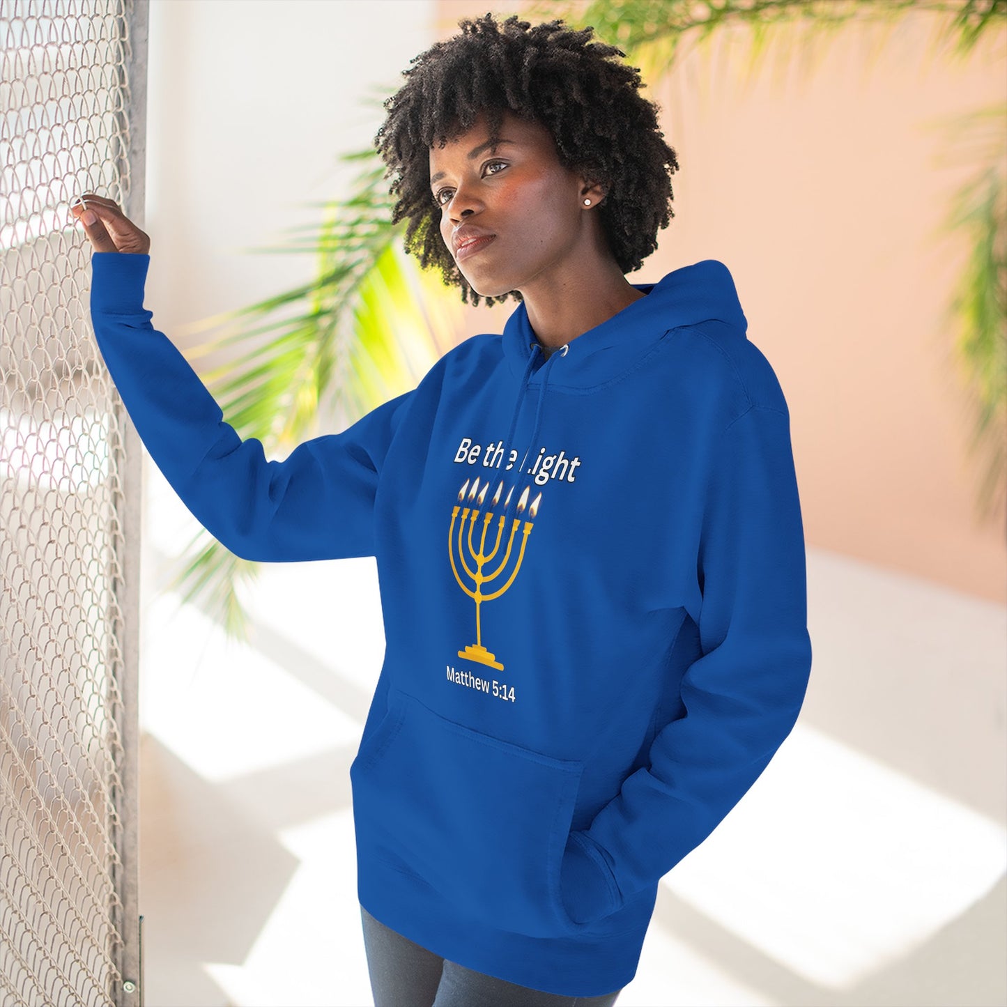 Be The Light Menorah Three-Panel Fleece Hoodie