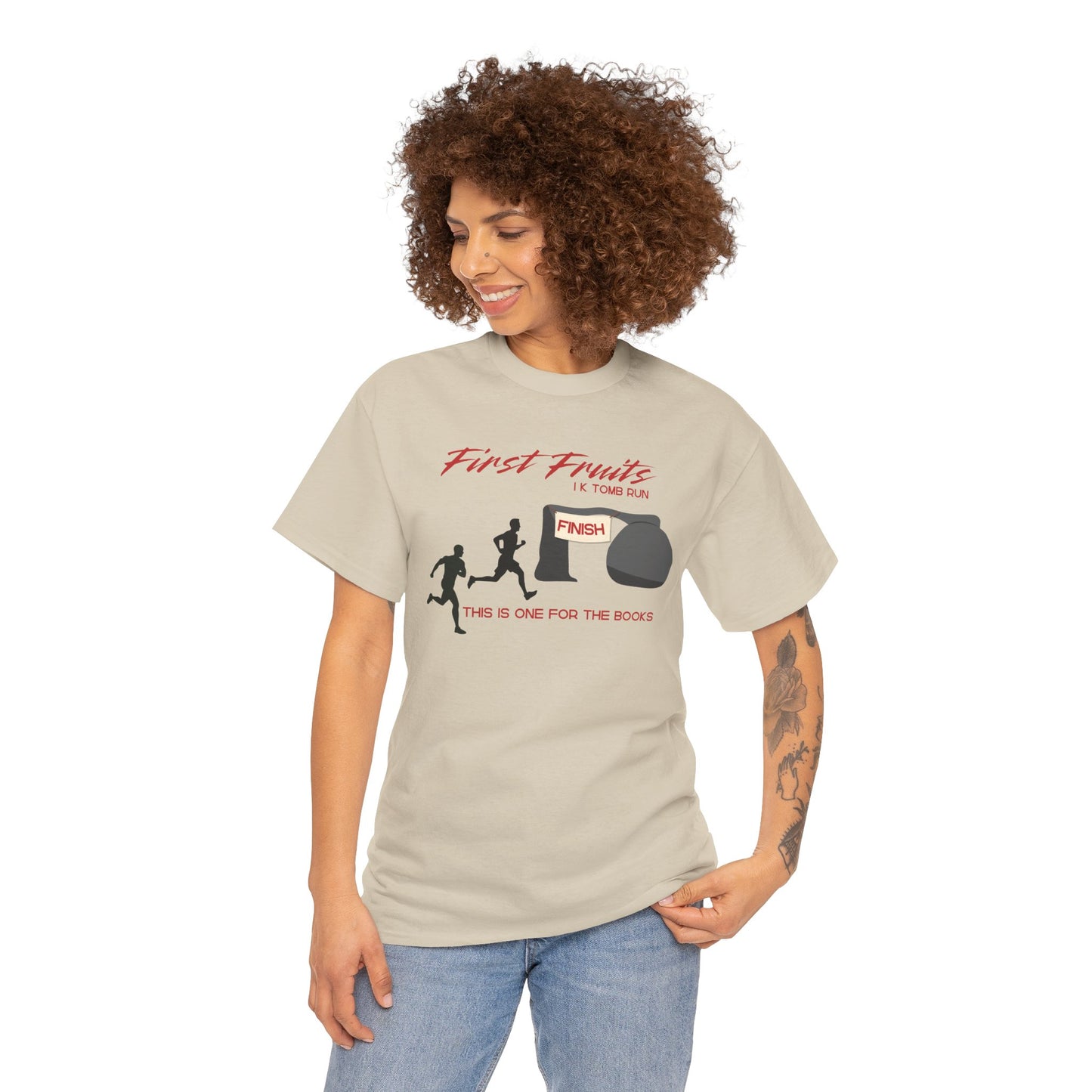First Fruits 1k Tomb Run Unisex Tee - Funny Biblical Design