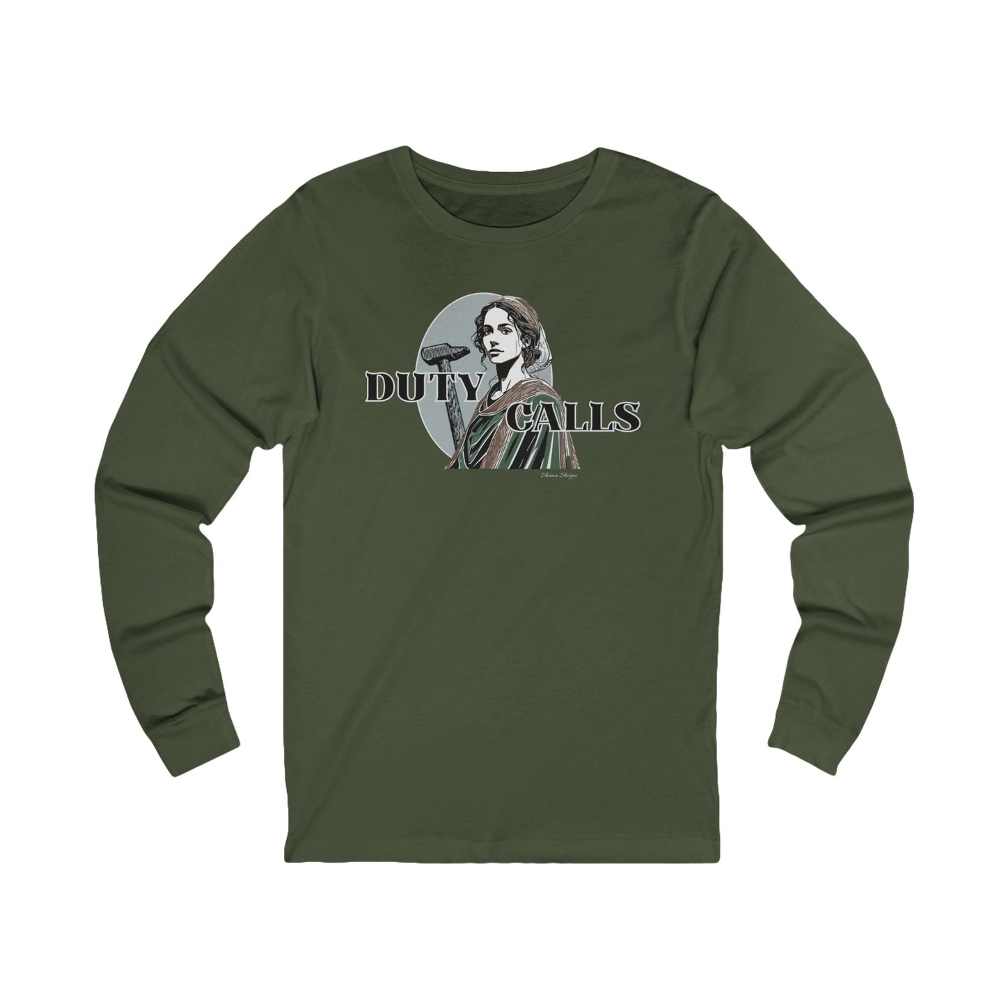 Duty Calls Long Sleeve Tee — Vintage Woman Graphic