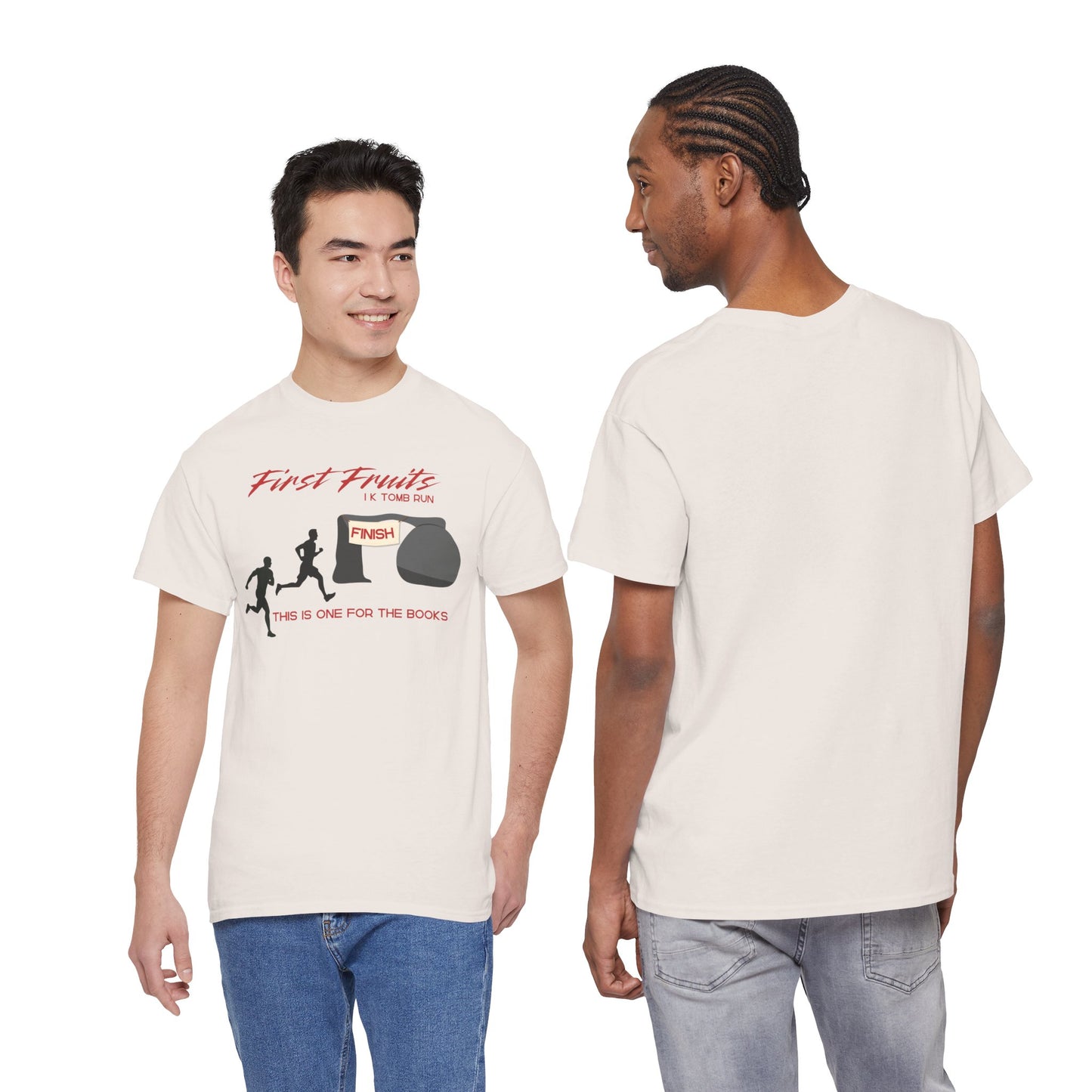First Fruits 1k Tomb Run Unisex Tee - Funny Biblical Design