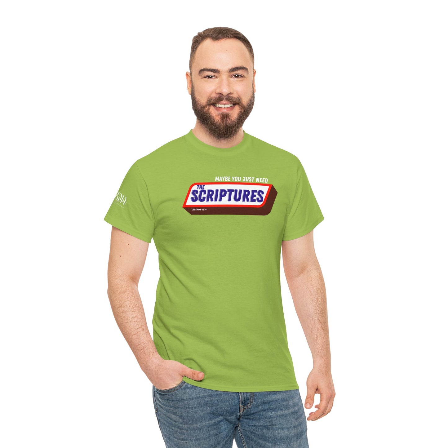 Scriptures Satisfy Heavy Cotton Tee Bible Humor