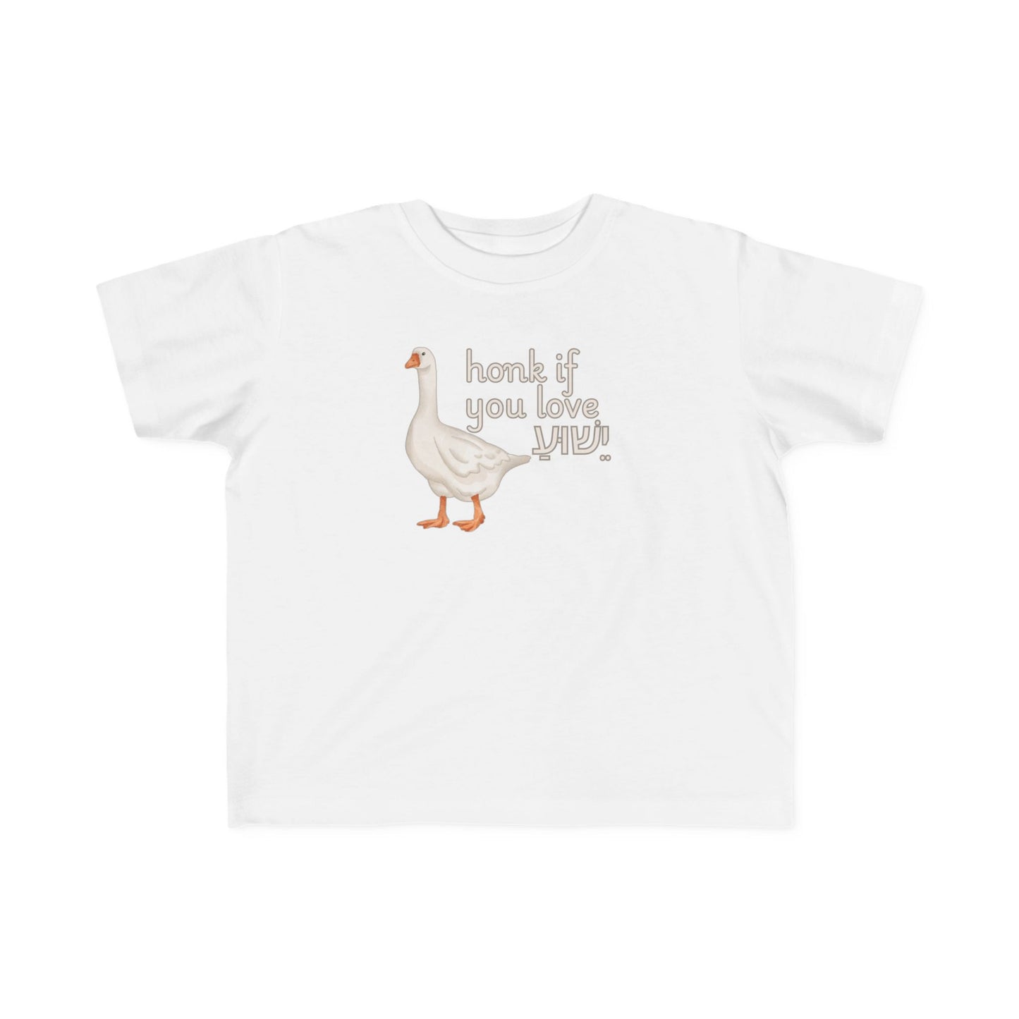 Torah Toddler Goose Tee — "Honk If You Love Yeshua" Cute Animal Baby Shirt (Canada)