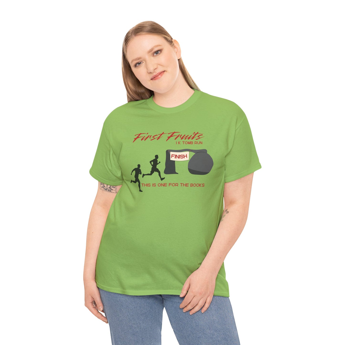 First Fruits 1k Tomb Run Unisex Tee - Funny Biblical Design