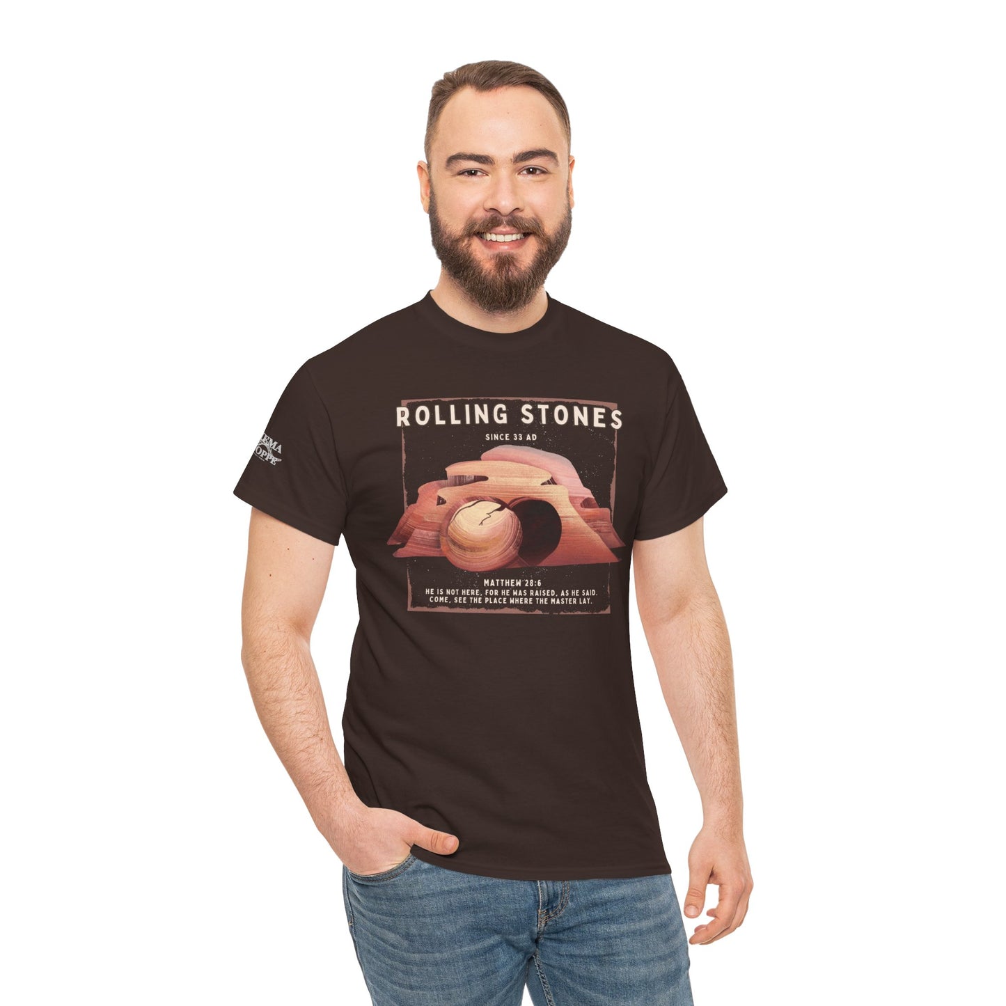 Rolling Stones Since 33 AD Biblical Graphic Tee — "Hebrew Hahas" Vintage Faith Shirt