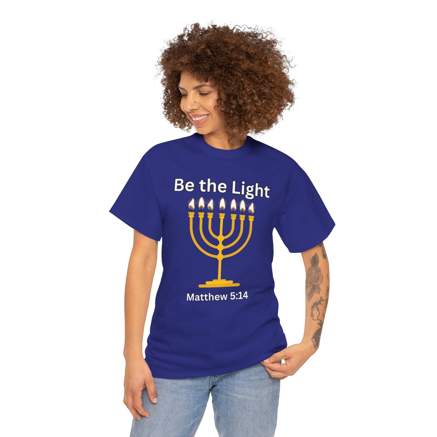 Be the Light Menorah: Unisex Heavy Cotton Tee Matthew 5:14