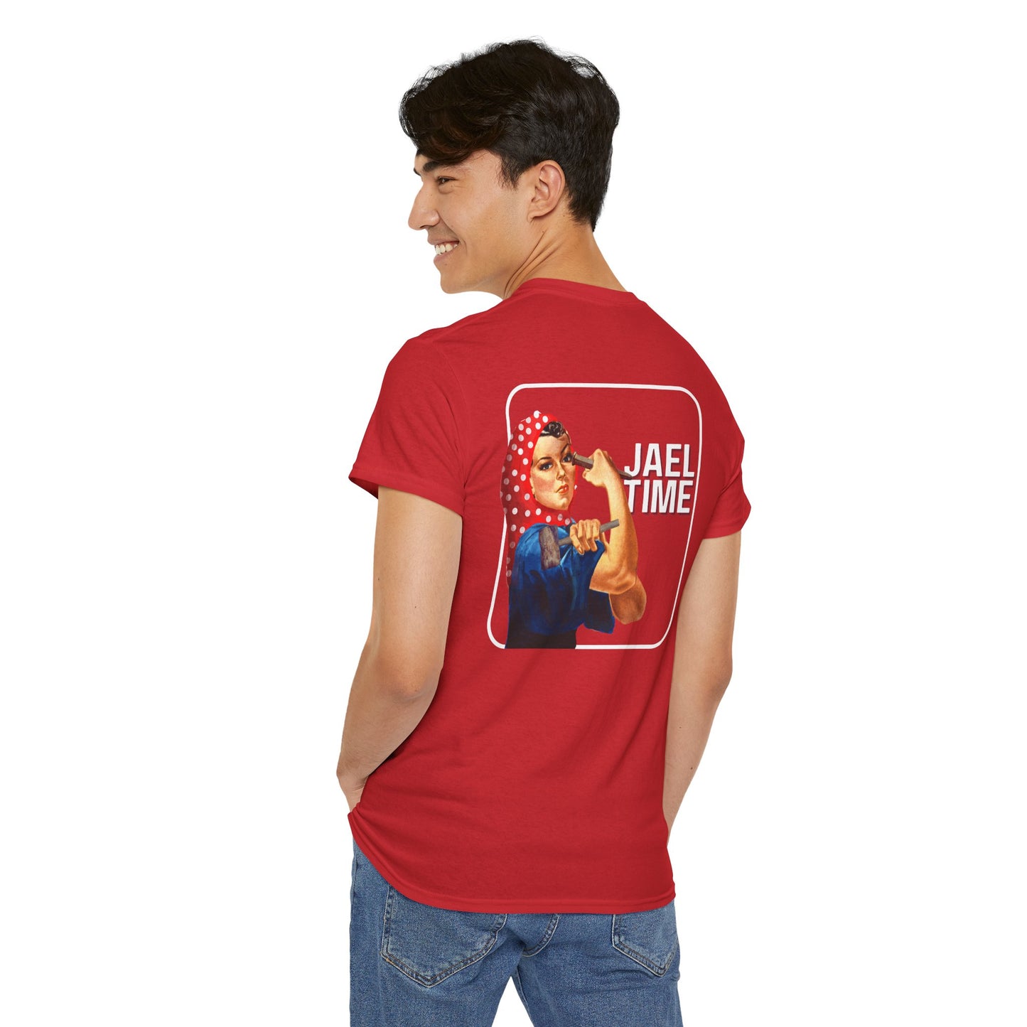 'Jael Time' Humorous Bible Story T-Shirt with Tent Peg and Hammer Design Cotton Tee