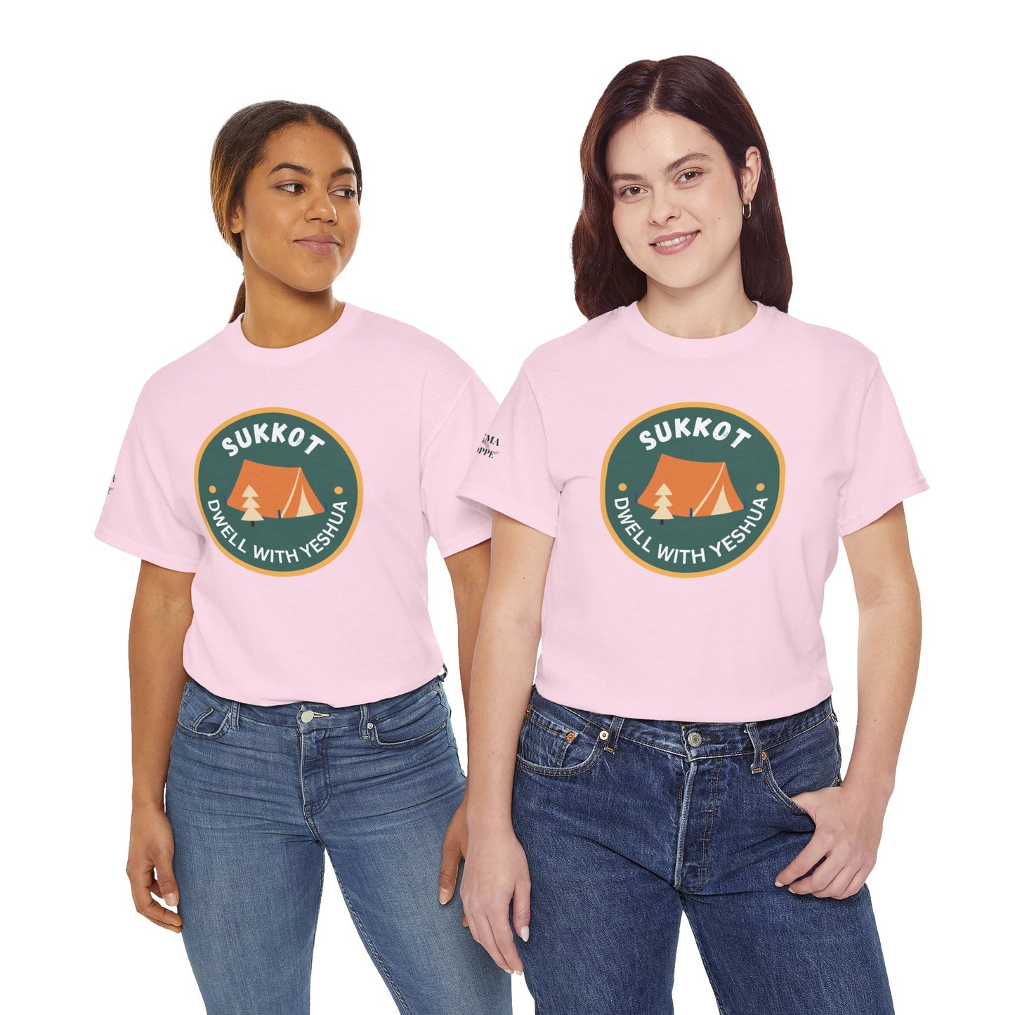 Sukkot Camping Tee — “Dwell With Yeshua” Biblical Feast T‑Shirt
