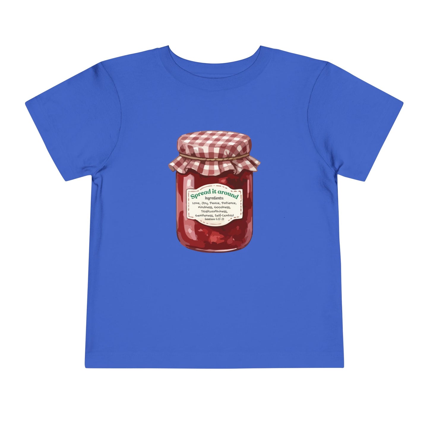 Fruit Of The Spirit "Spread it around" Jam Jar Toddler Tee — Cute Fruit Preserves Graphic Shirt For Bible Kids