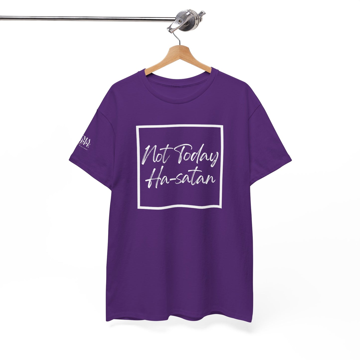 "Not Today Ha-satan" Cotton Tee Minimal Script Graphic Tee