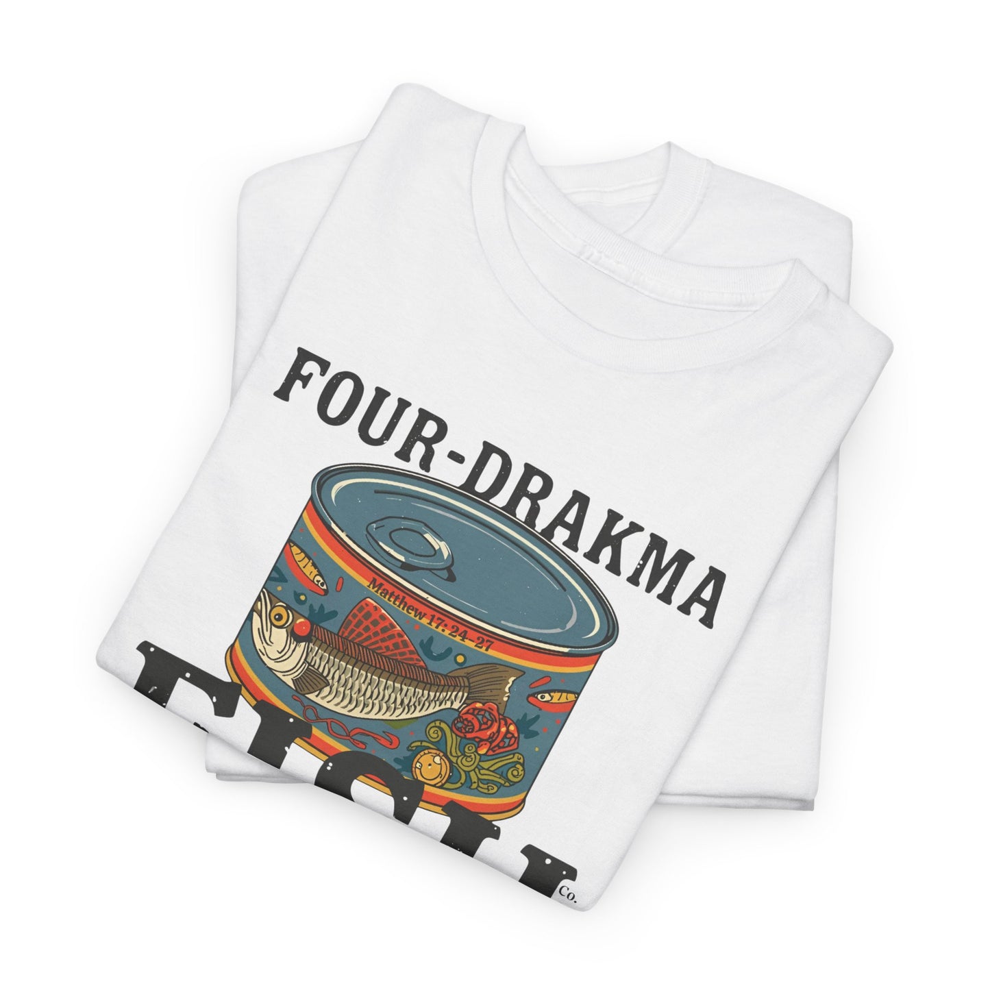 Vintage Four-Drachma Fish Co Matthew 17:24-27 Unisex Tee for Fishermen and Bible Enthusiasts
