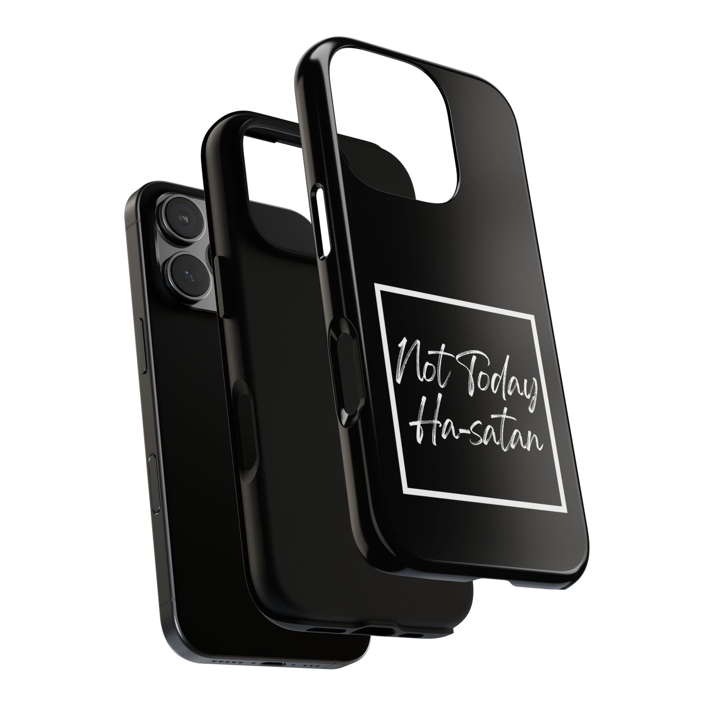 Phone Case- “Not Today Ha-satan” Black Tough Protective Cover Hebrew Humor