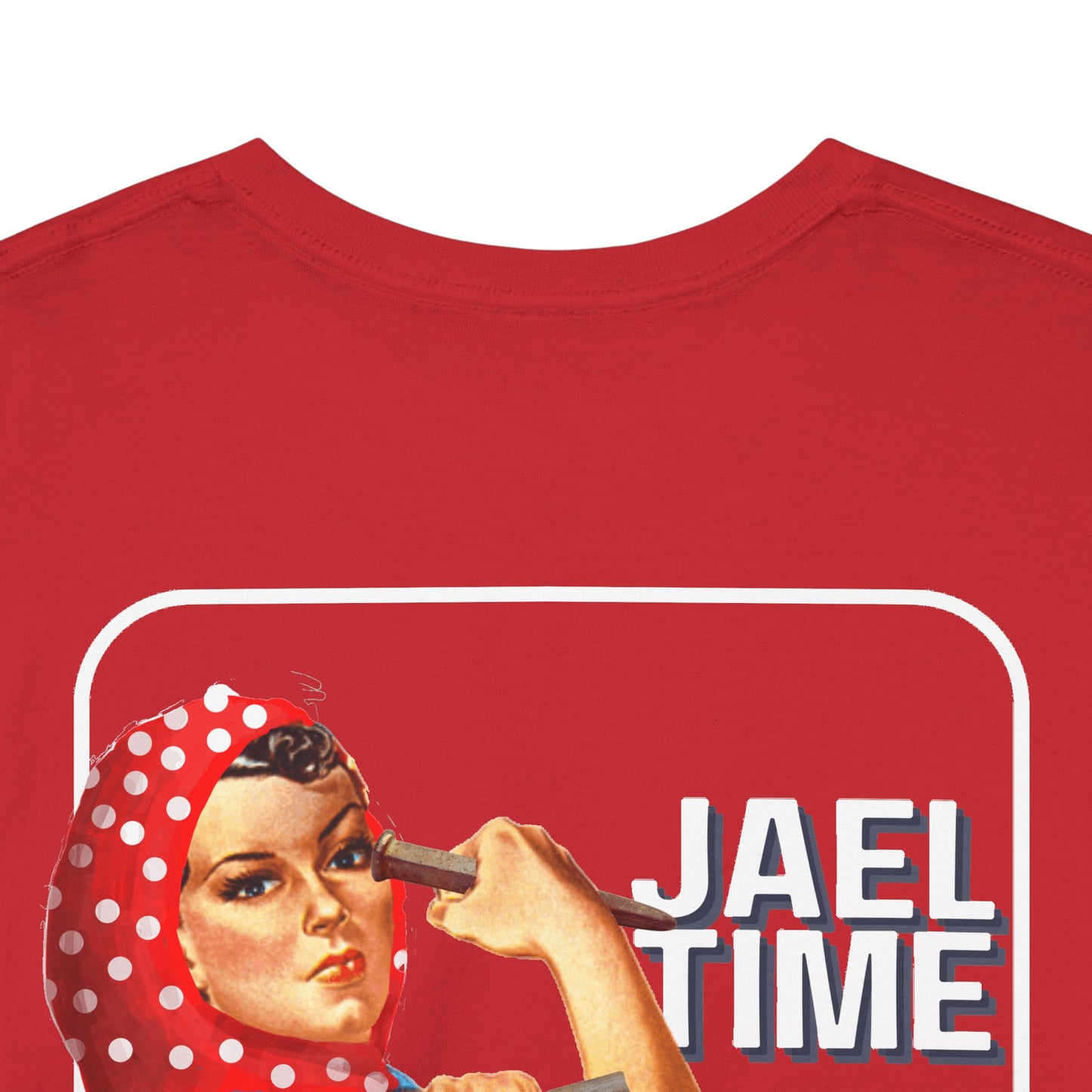 'Jael Time' Humorous Bible Story T-Shirt with Tent Peg and Hammer Design Cotton Tee